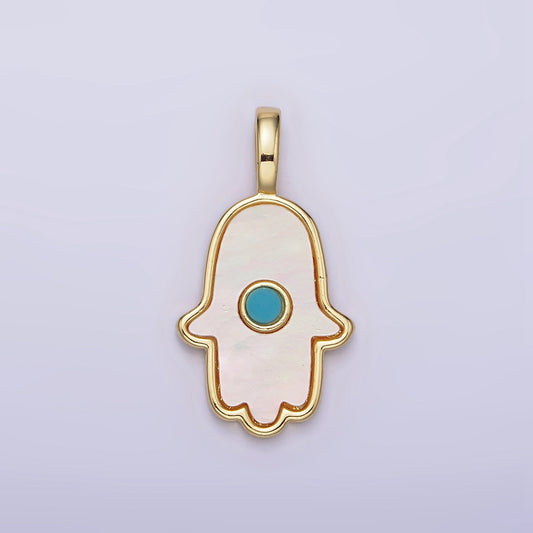 Hamsa Hand Mother of Pearl Charm 25.8x14mm Gold Filled Hand of Fatimah Pearl charm for Minimalist Jewelry N-1244