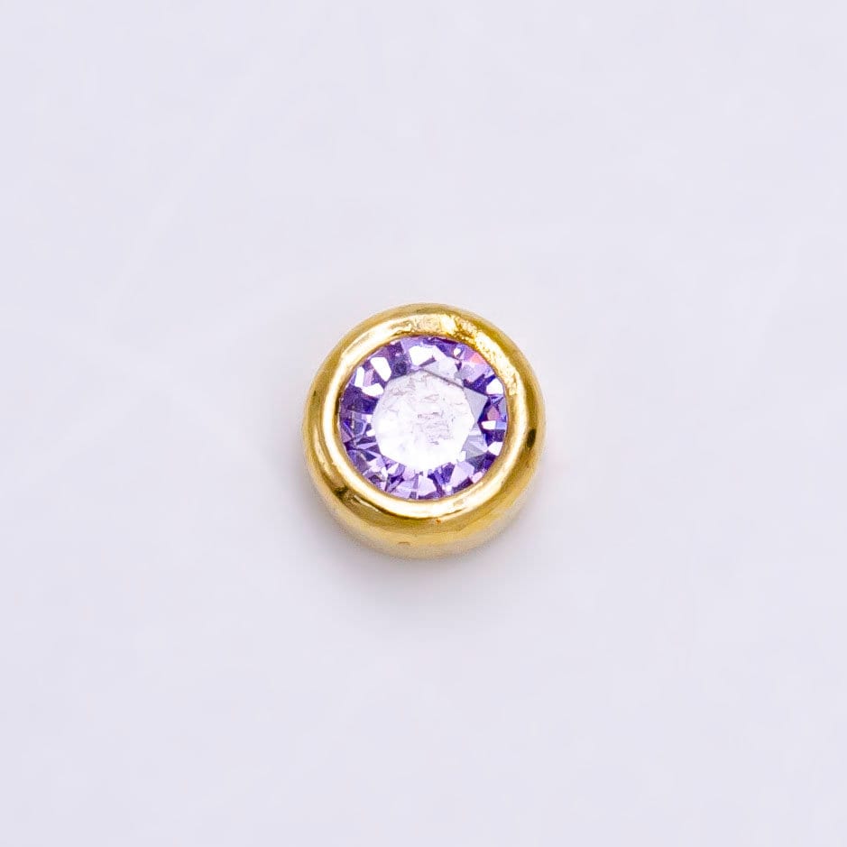 Gold Filled Personalized Locket Bead: 4mm Birthstone Bezel CZ | B-925 - B-930