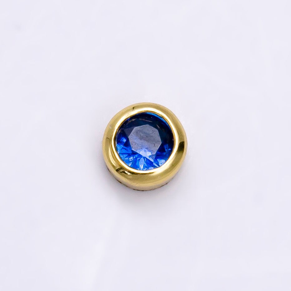 Gold Filled Personalized Locket Bead: 4mm Birthstone Bezel CZ | B-925 - B-930