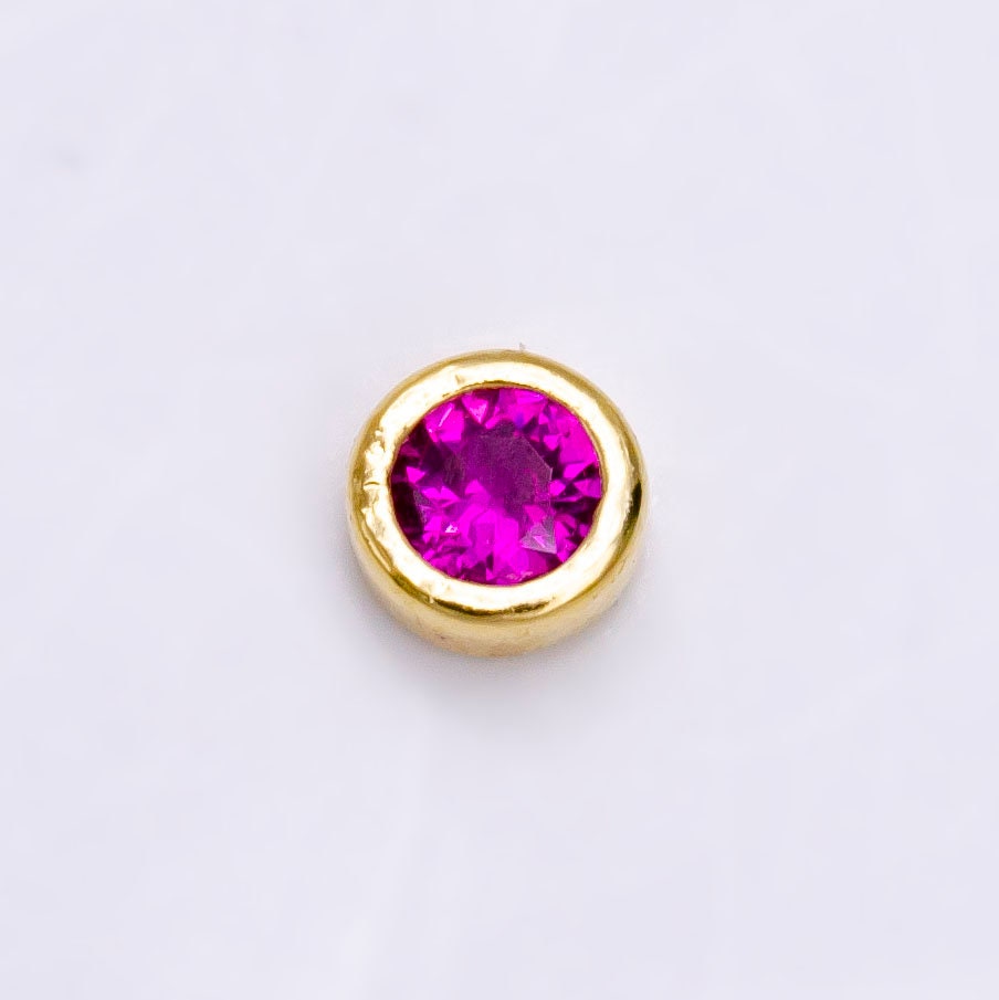 Gold Filled Personalized Locket Bead: 4mm Birthstone Bezel CZ | B-925 - B-930