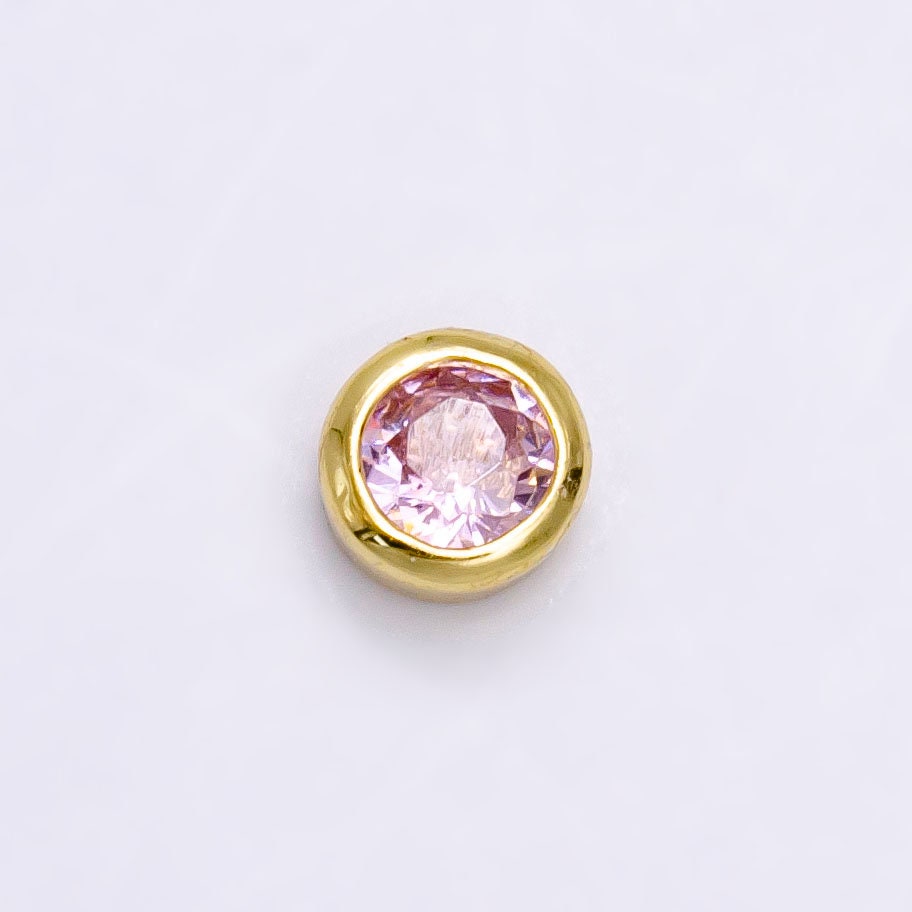 Gold Filled Personalized Locket Bead: 4mm Birthstone Bezel CZ | B-925 - B-930