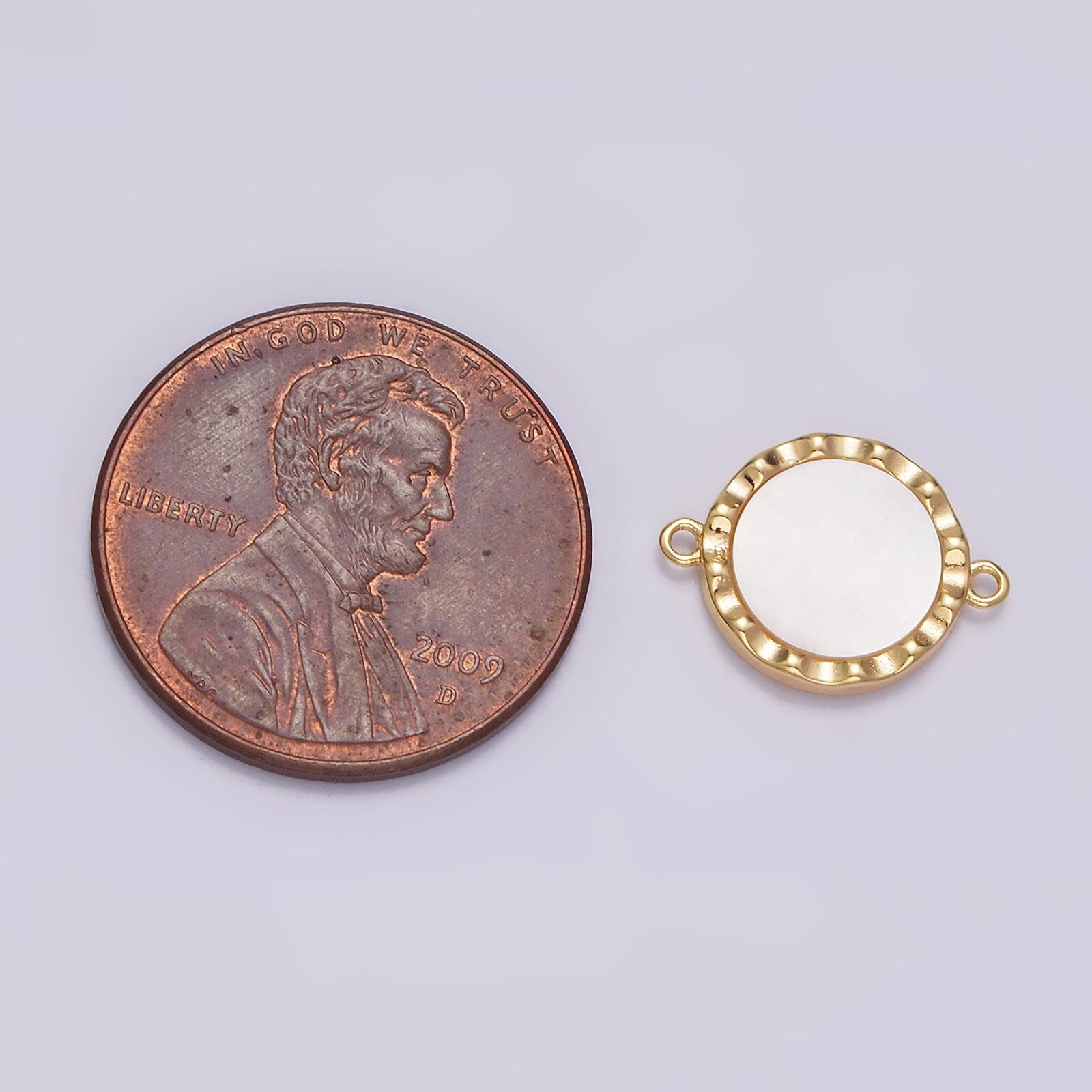 16K Gold Filled 10mm Shell Pearl Round Charm Connector for Minimalist Bracelet link Connector | G705