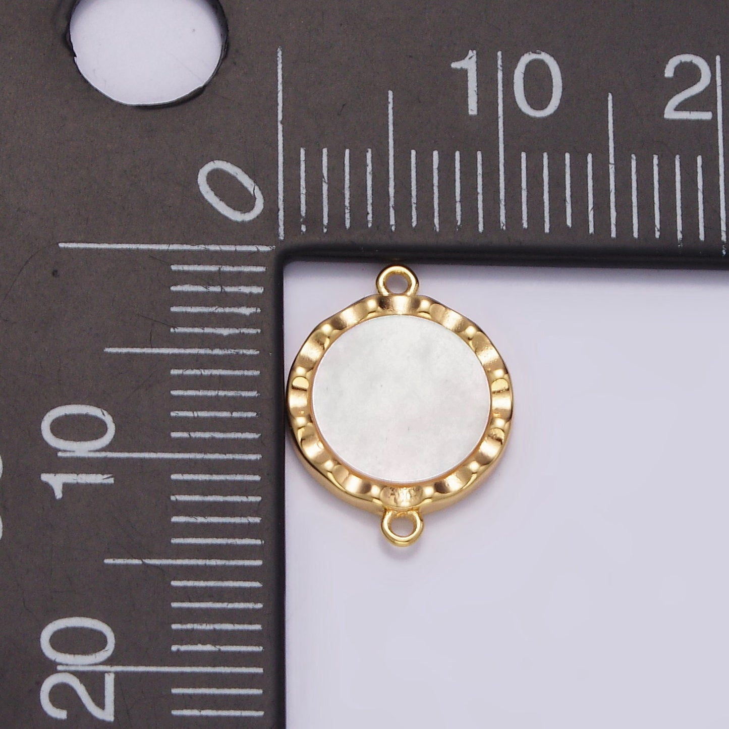 16K Gold Filled 10mm Shell Pearl Round Charm Connector for Minimalist Bracelet link Connector | G705