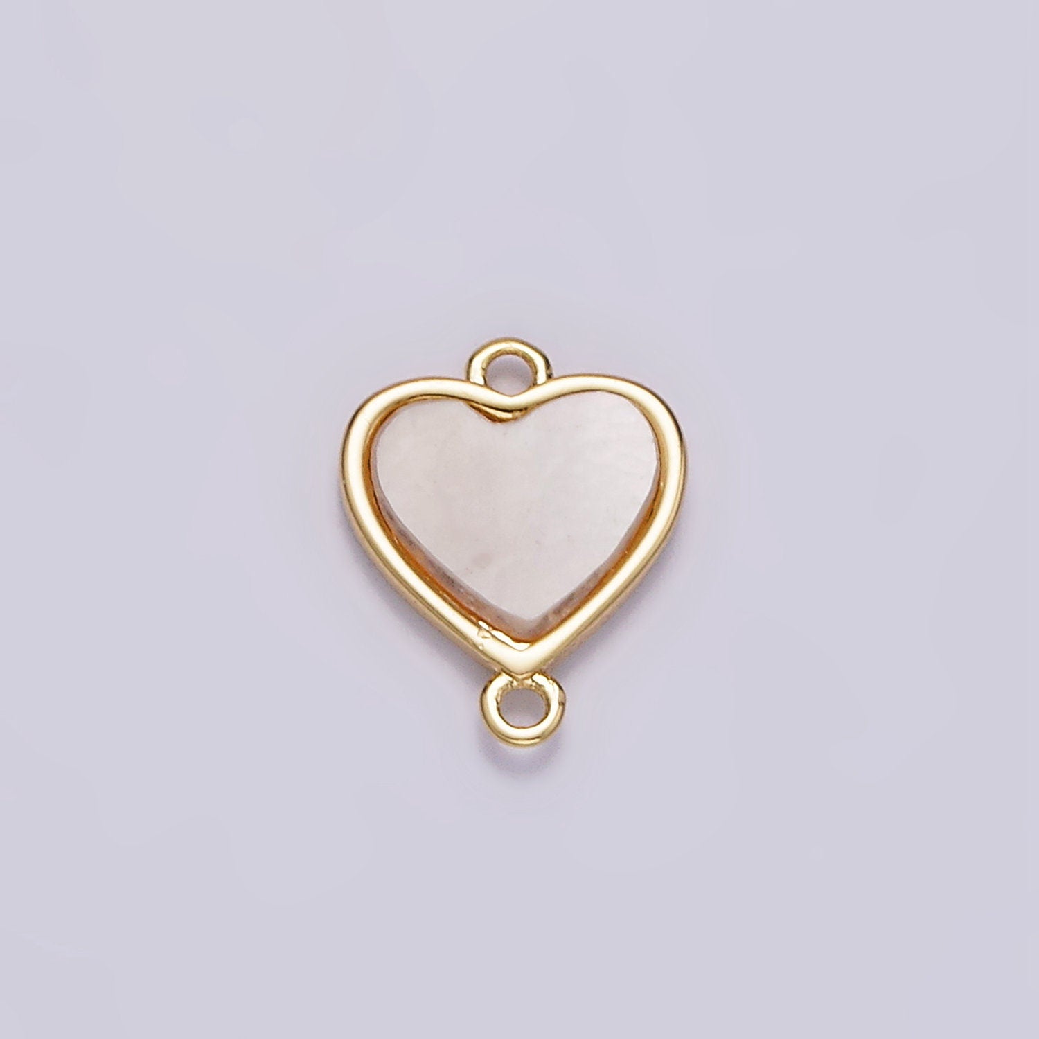 Small Pearl Heart Connector 2 Loop Gold Filled Heart Charm Connector for Necklace Bracelet Wedding, Anniversary Mother's Day Gift G-702