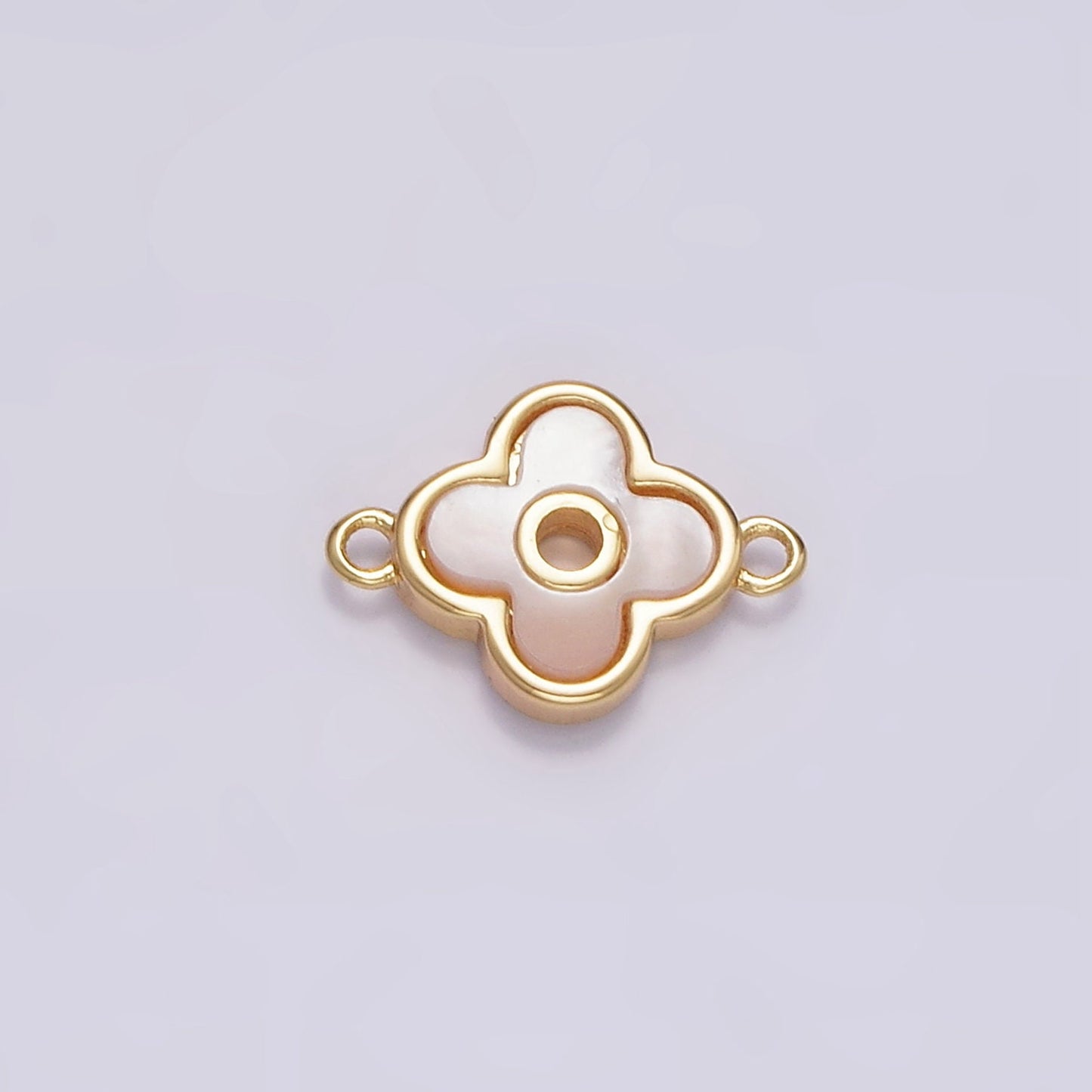 Clover Bezel Pearl Connector Pendant Mini Flower Charm Connector Bracelet Necklace in 16k Gold Filled Findings G-698