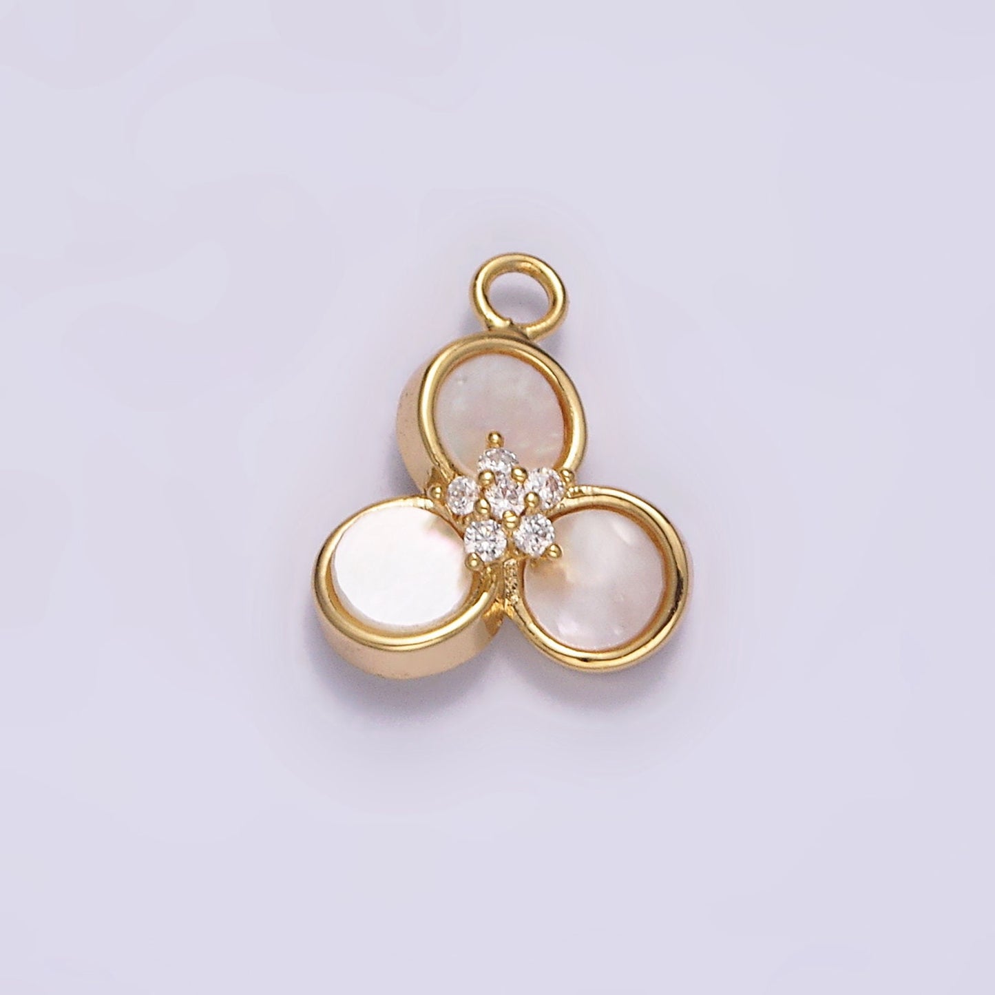 Floral Bezel Pearl Connector Pendant Mini Flower Charm Connector Bracelet Necklace in 16k Gold Filled Findings N-1499