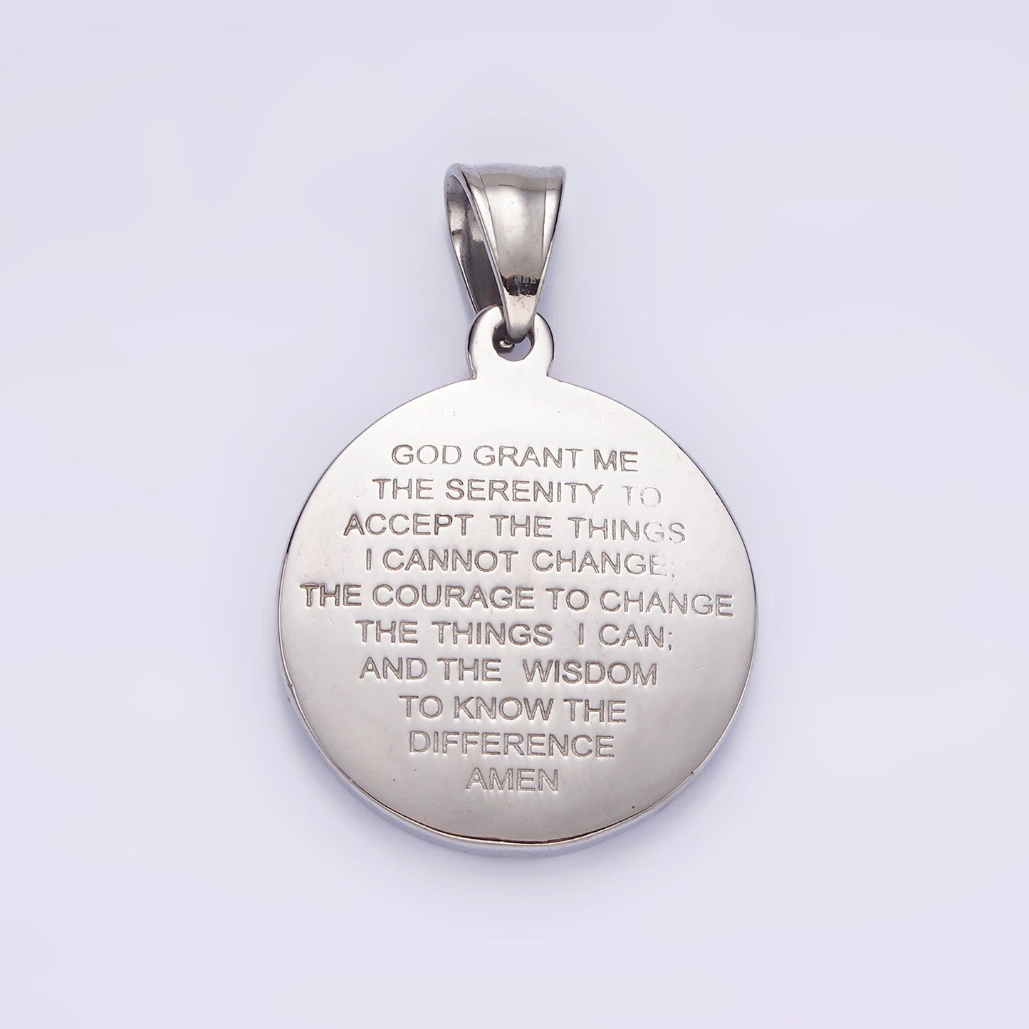 Serenity Prayer Necklace Pendant Gold Stainless Steel Jesus Religious Charm Gold Coin Medallion Double Sided Charm P821