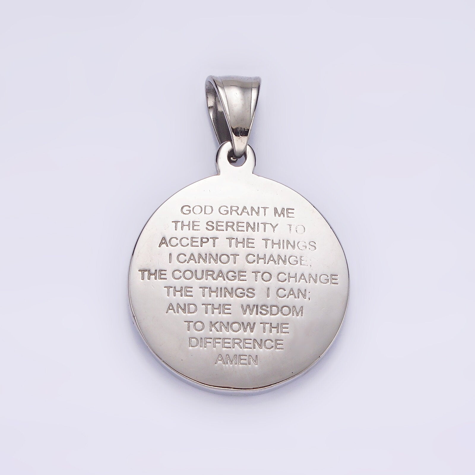Serenity Prayer Necklace Pendant Gold Stainless Steel Jesus Religious Charm Gold Coin Medallion Double Sided Charm P821