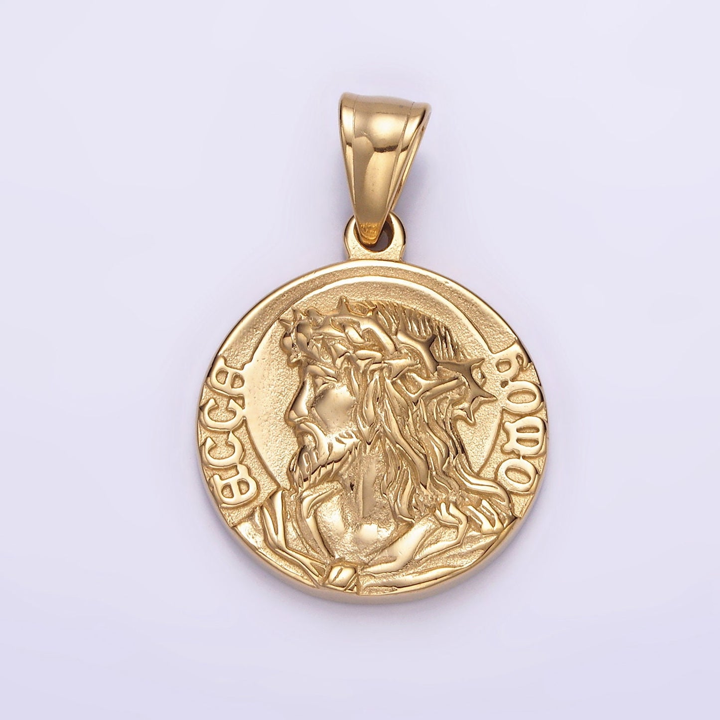 Serenity Prayer Necklace Pendant Gold Stainless Steel Jesus Religious Charm Gold Coin Medallion Double Sided Charm P821