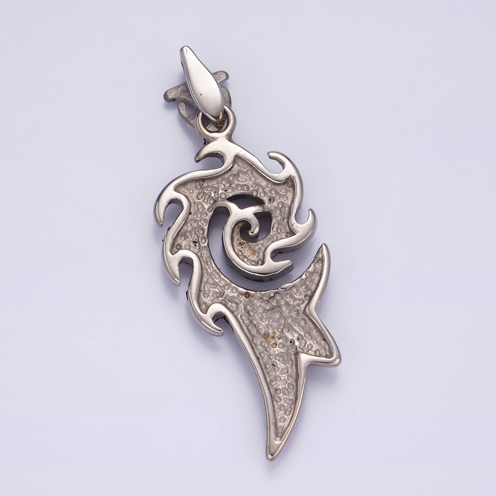 3D Stainless Steel Dragon Tail Pendant Fiery Animal Halloween Charm | P825