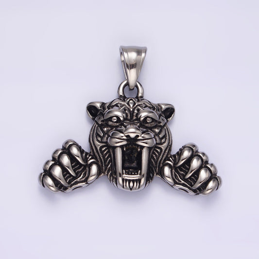 3D Stainless Steel Lion Pendant Scary King of the Jungle Animal Charm Men Jewelry | P828
