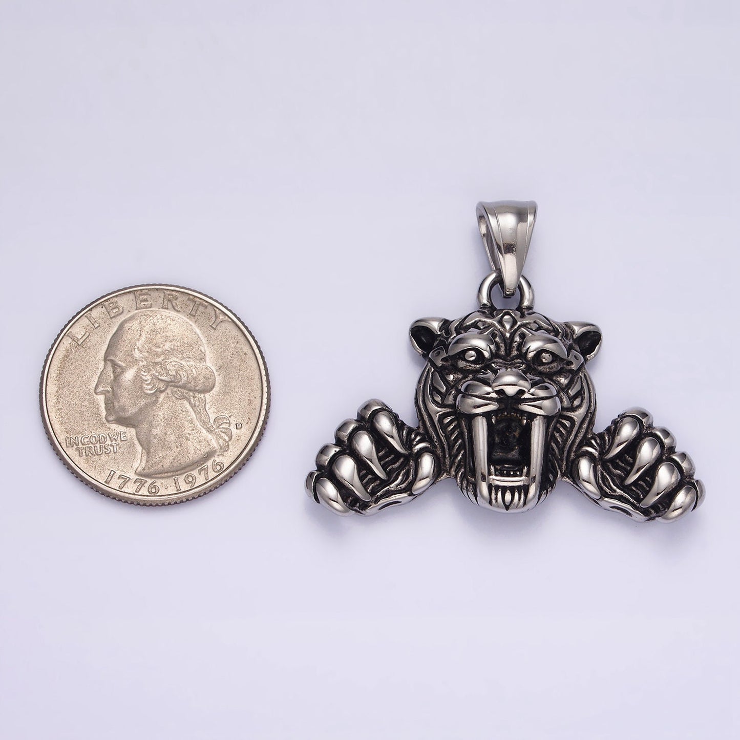 3D Stainless Steel Lion Pendant Scary King of the Jungle Animal Charm Men Jewelry | P828