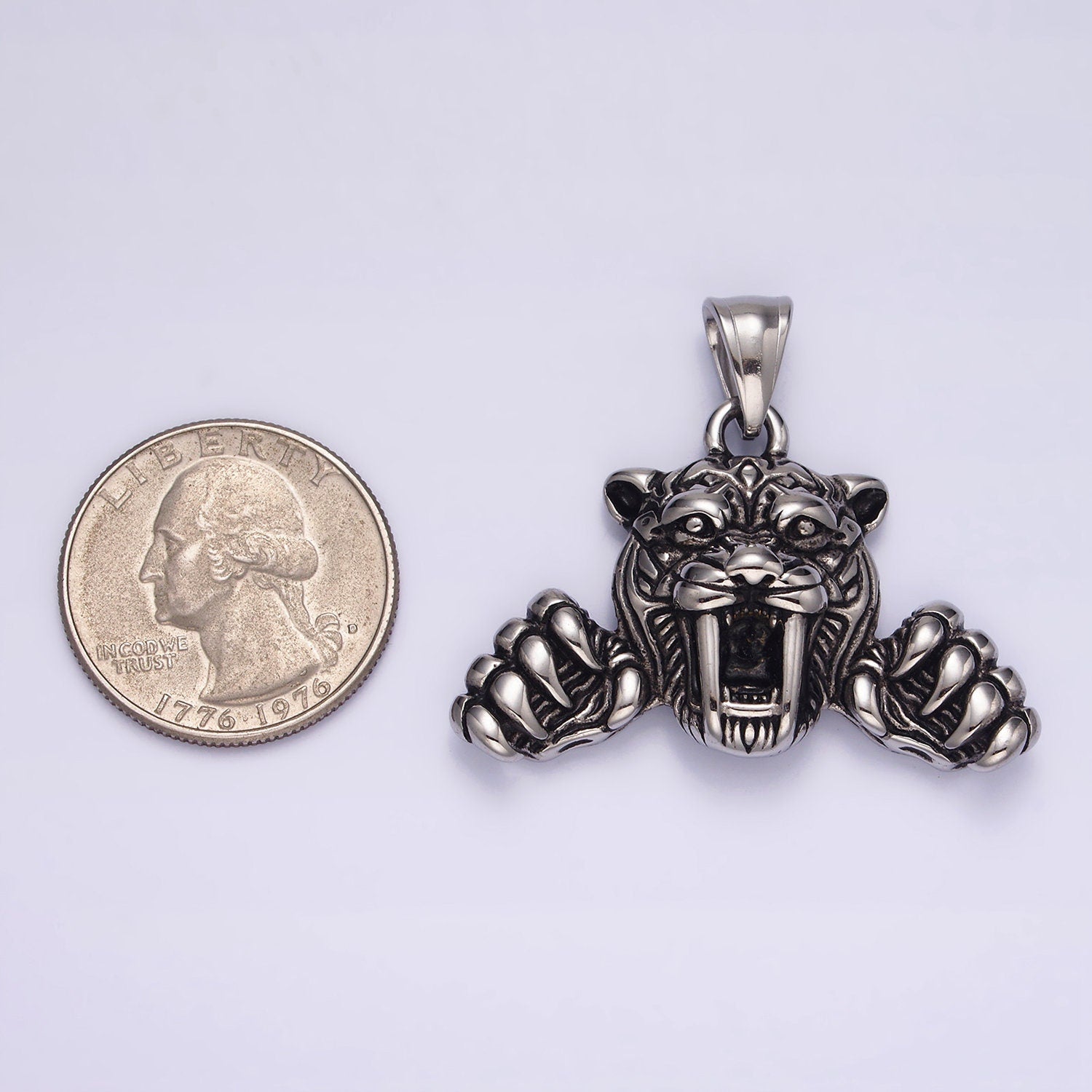3D Stainless Steel Lion Pendant Scary King of the Jungle Animal Charm Men Jewelry | P828