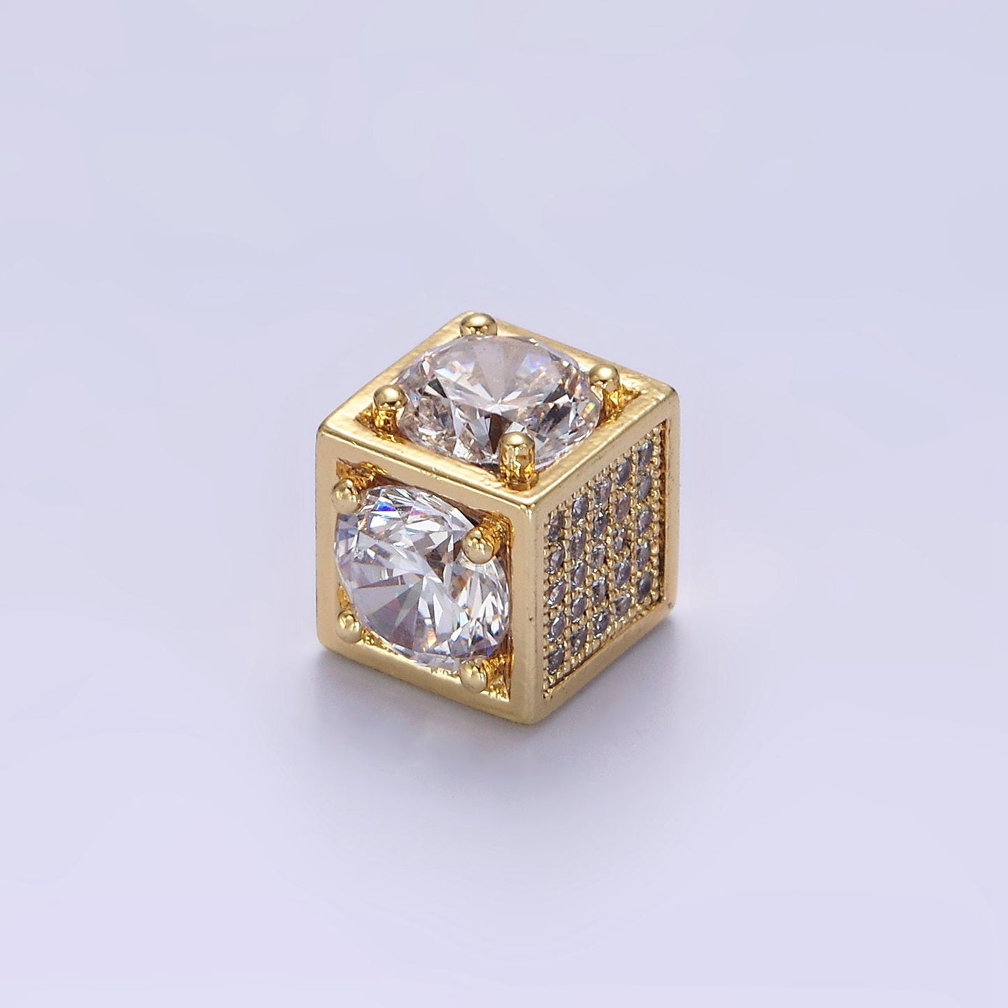 14K Gold Filled Clear CZ Micro Paved Open Heart Bead | B796