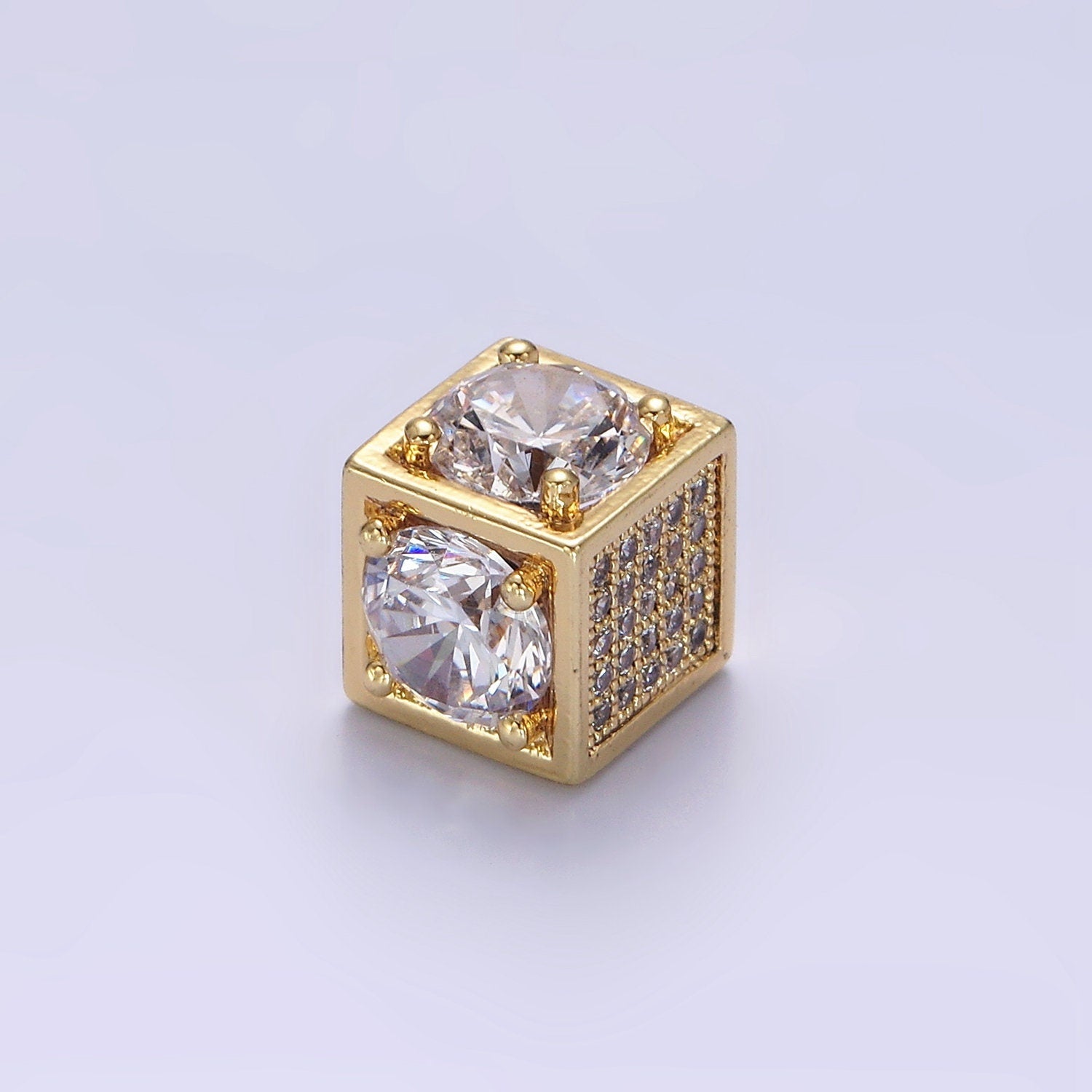 14K Gold Filled Clear CZ Micro Paved Open Heart Bead | B796
