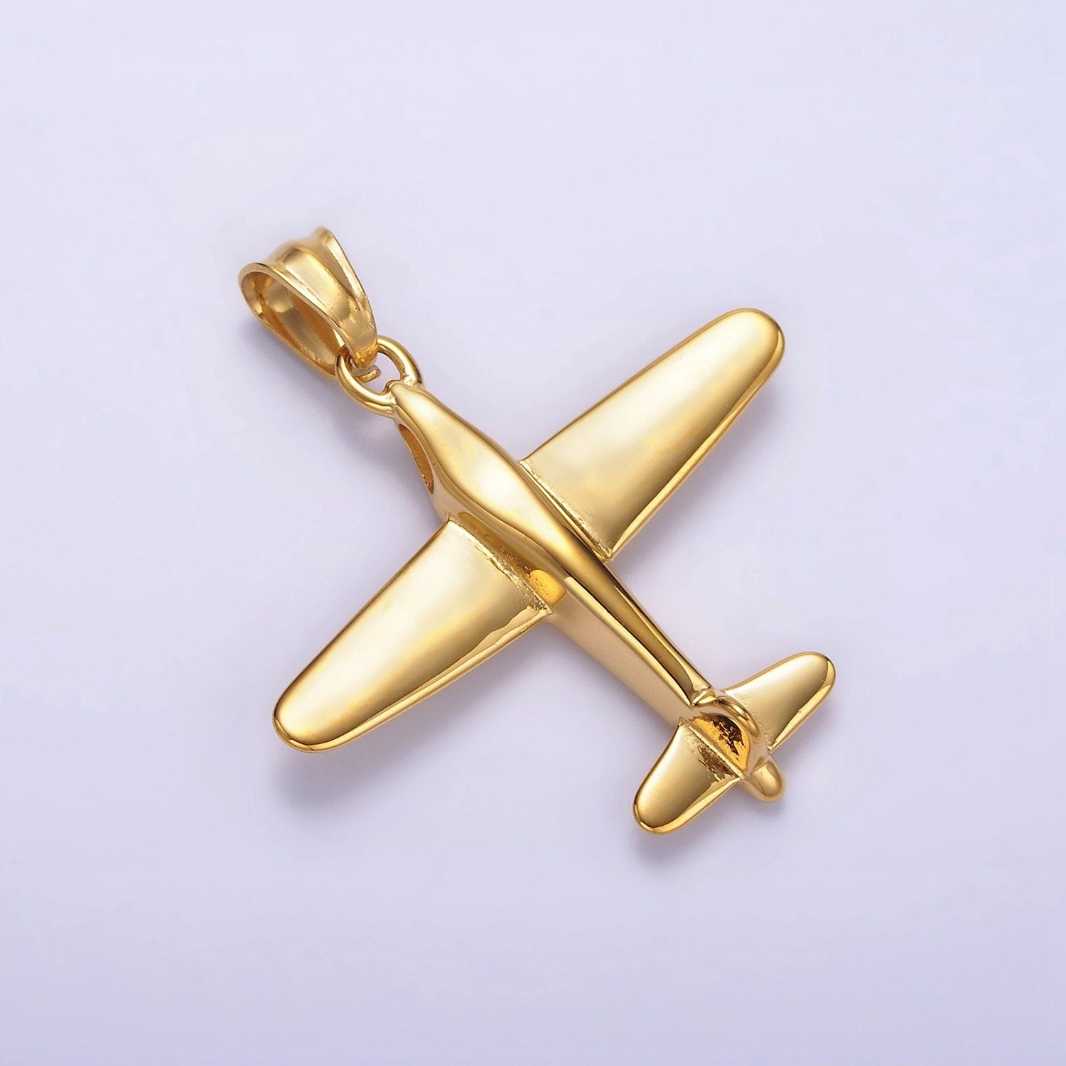 Gold Airplane Charm Stainless Steel Plane Pendant Jewelry P781