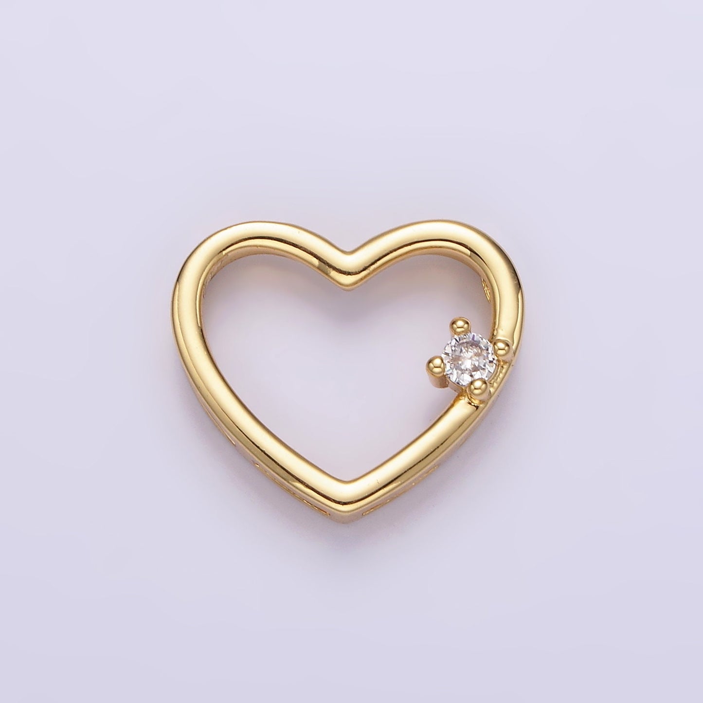 14K Gold Filled 14mm Open Heart Clear CZ Slider Pendant in Gold & Silver | AA739 AA740