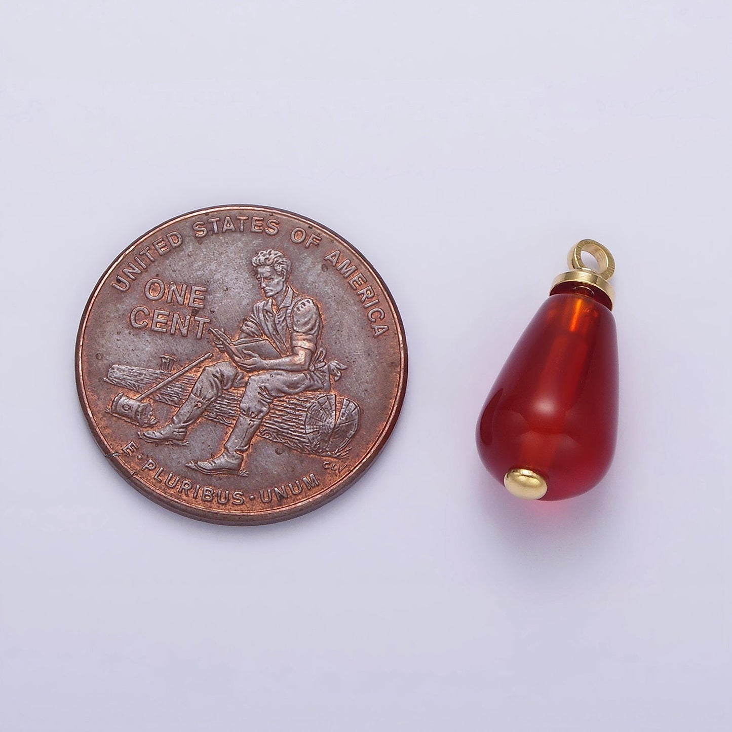 14K Gold Filled Red Carnelian Pomegranate Seed Charm | N1145