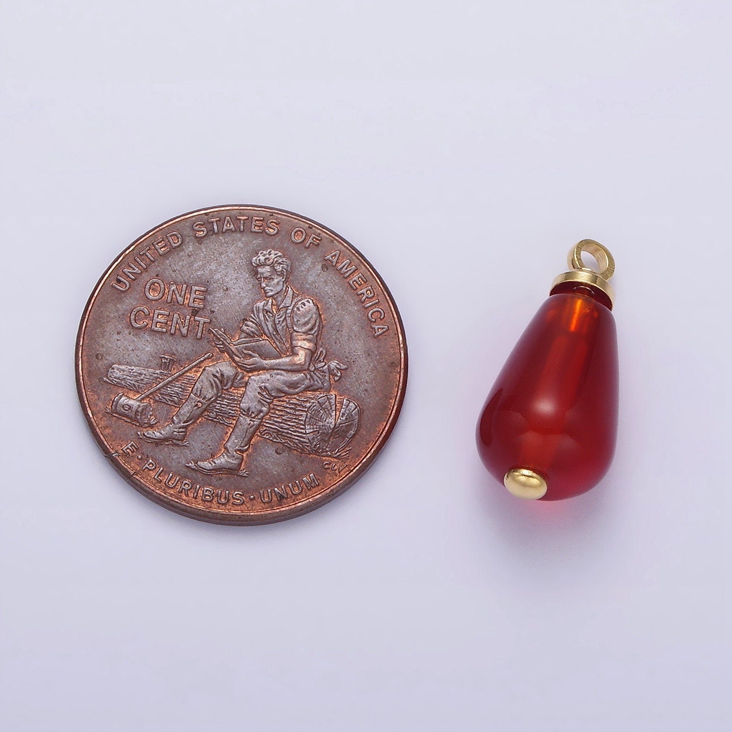 14K Gold Filled Red Carnelian Pomegranate Seed Charm | N1145