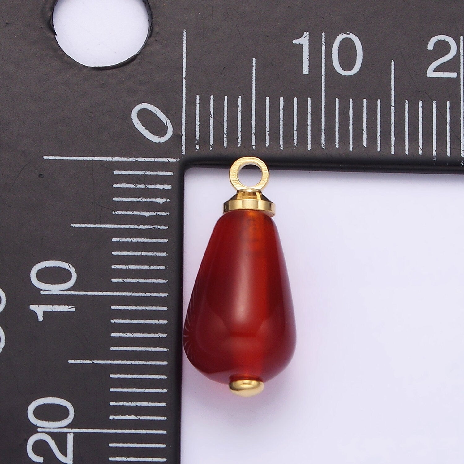 14K Gold Filled Red Carnelian Pomegranate Seed Charm | N1145