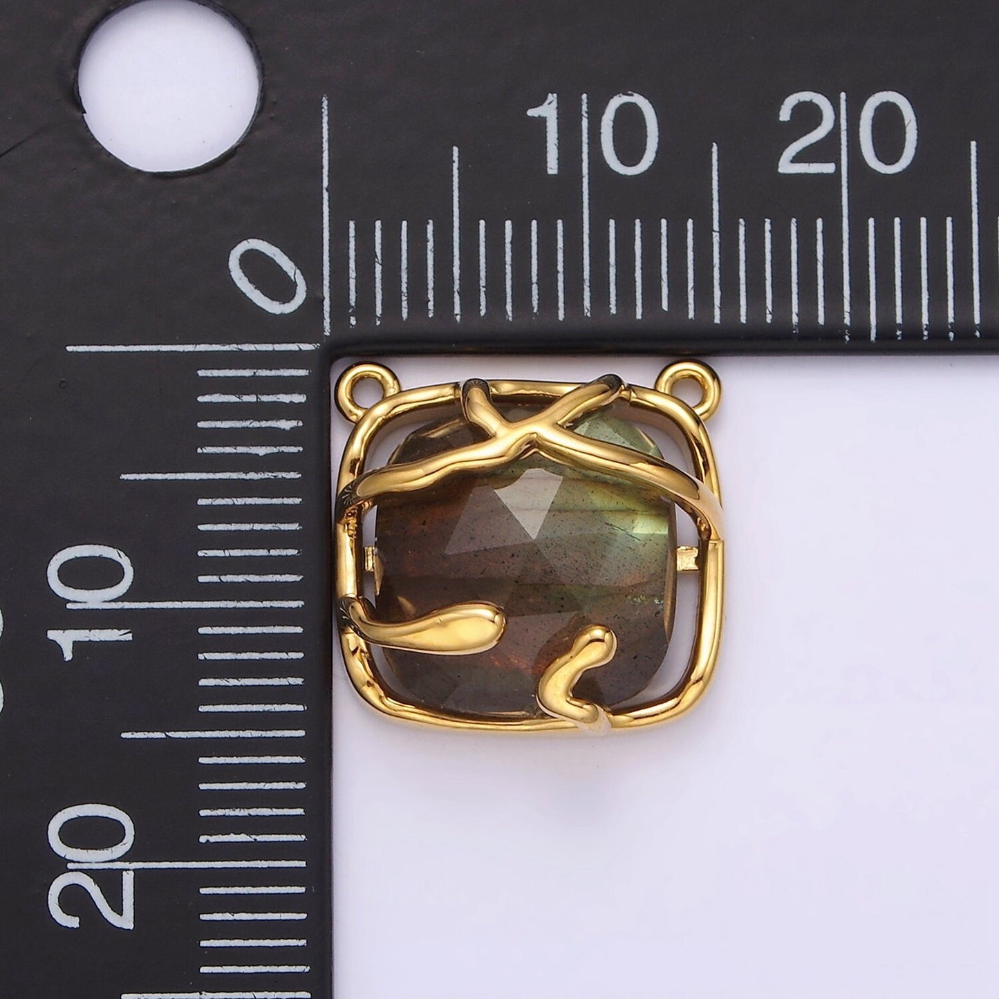 16K Gold Filled Rose Quartz, Labradorite Multifaceted Gemstone Molten Drip Connector | G724 G725
