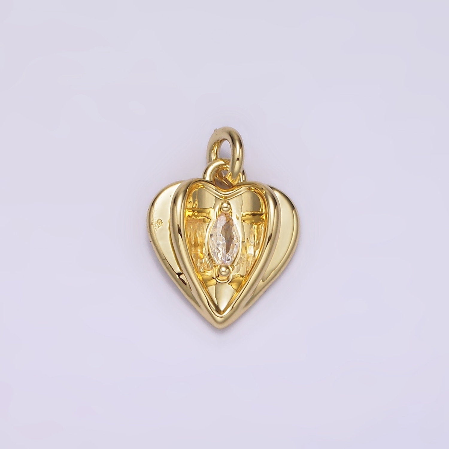 14K Gold Filled Clear Marquise CZ Open Double Heart Charm | AG274