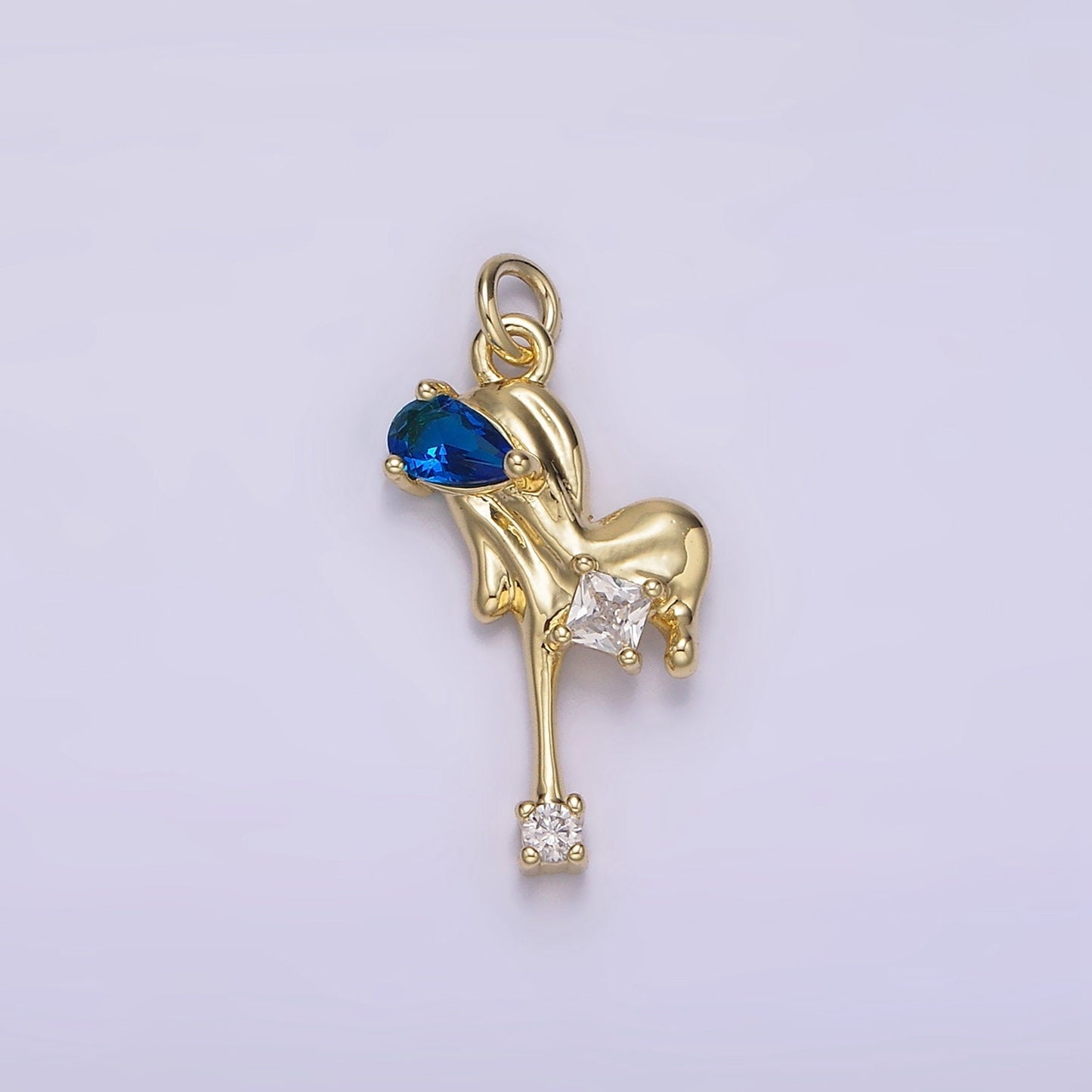 Dainty Gold Dripping Heart Pendant With Cz Stone Bloody Heart Melted Heart Charm for Necklace Bracelet Earring Supply AG-235