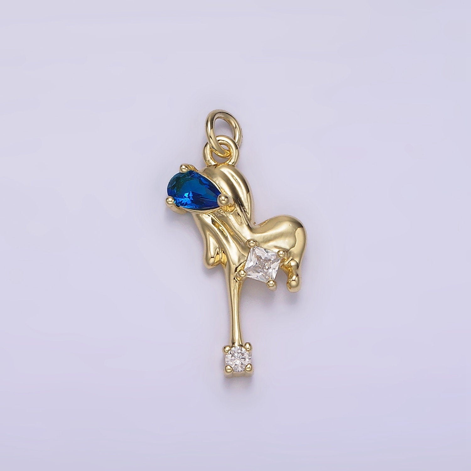 Dainty Gold Dripping Heart Pendant With Cz Stone Bloody Heart Melted Heart Charm for Necklace Bracelet Earring Supply AG-235