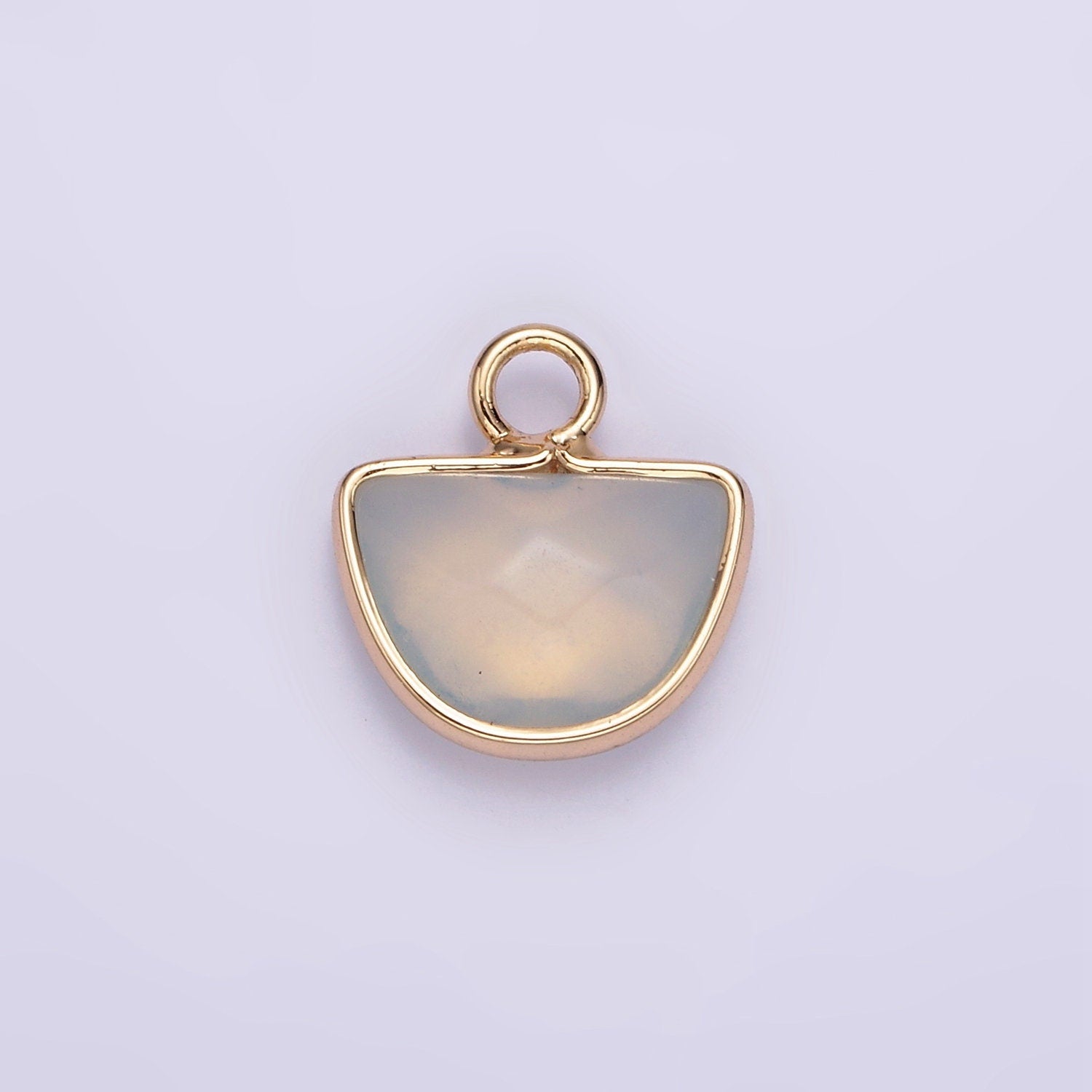 Natural Gemstone Half Moon Semi-Circle Charm Opal Amethyst Rose Quartz Semi-Precious Gemstones N1723 N1724 N1725