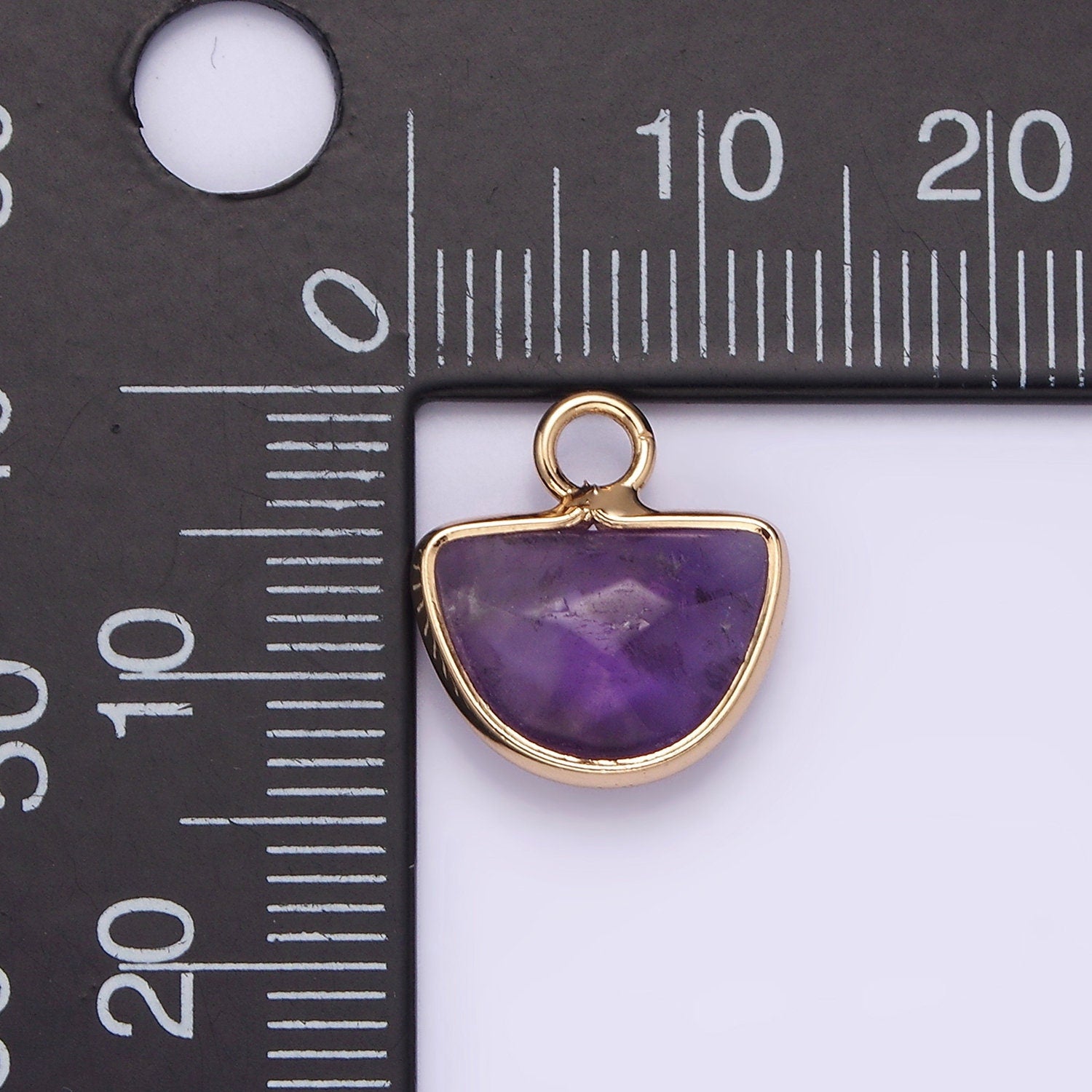 Natural Gemstone Half Moon Semi-Circle Charm Opal Amethyst Rose Quartz Semi-Precious Gemstones N1723 N1724 N1725