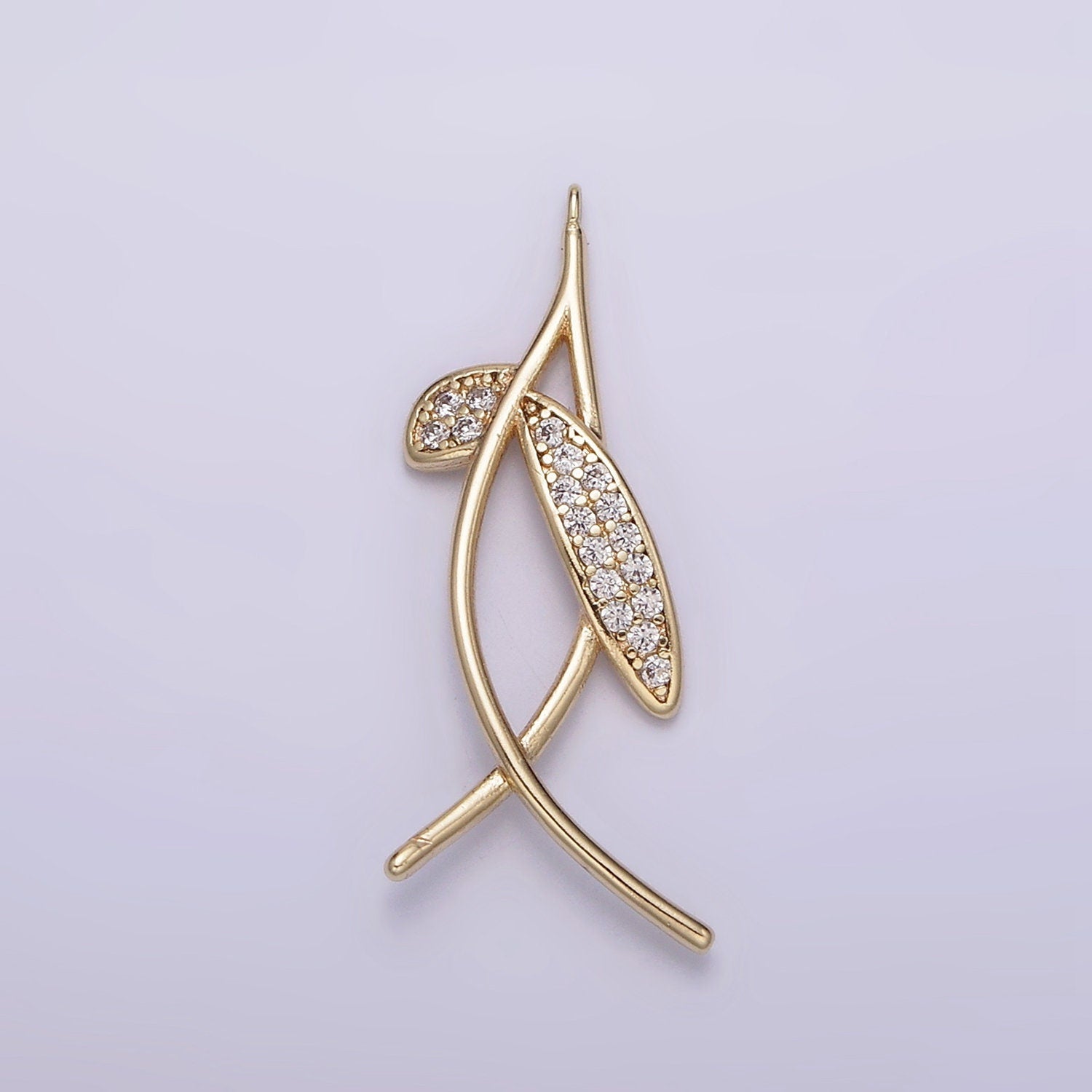 14K Gold Filled Mini Micro Paved Clear CZ Hang Fish Gold Charm | AG-154