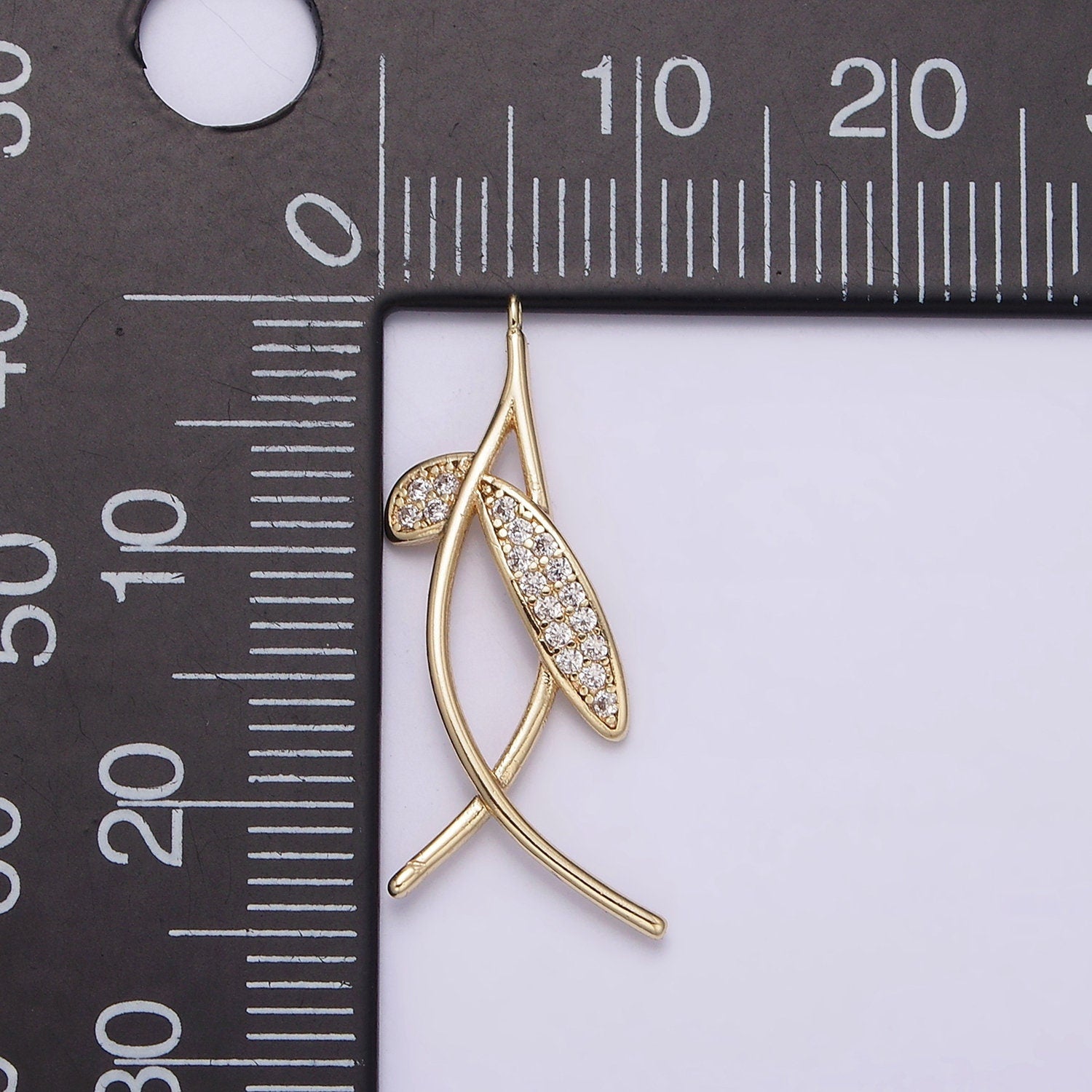 14K Gold Filled Mini Micro Paved Clear CZ Hang Fish Gold Charm | AG-154