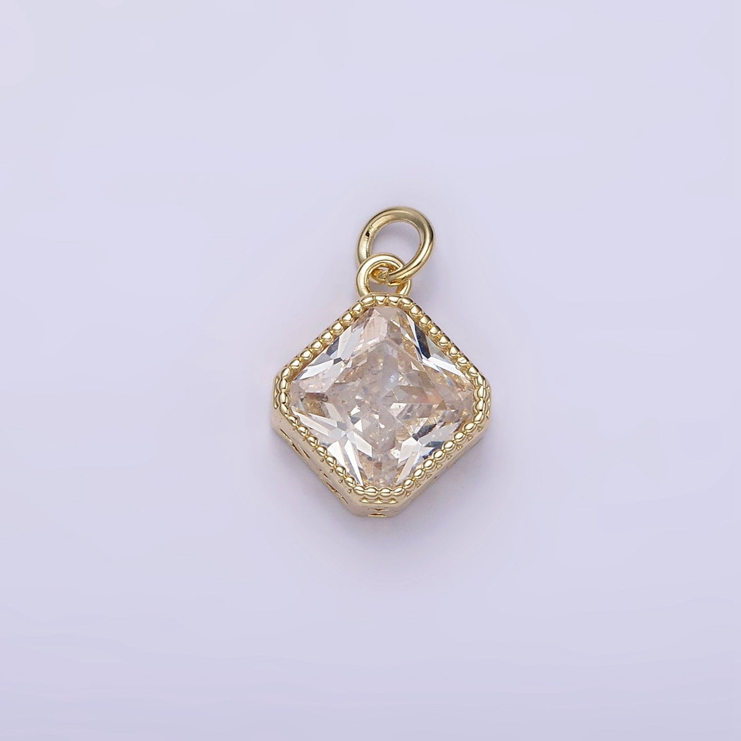 Dainty 14K Gold Filled Clear, Pink, Red Rhombus CZ Pendant for Dangle Charm Necklace Bracelet | AG316 - AG318