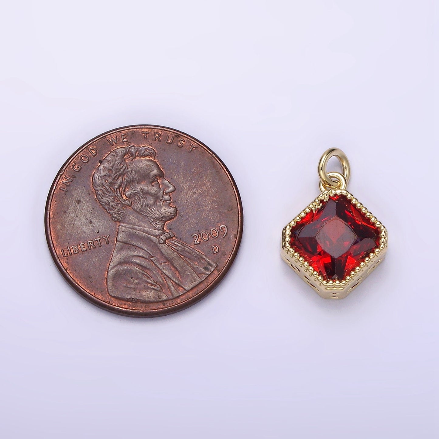 Dainty 14K Gold Filled Clear, Pink, Red Rhombus CZ Pendant for Dangle Charm Necklace Bracelet | AG316 - AG318