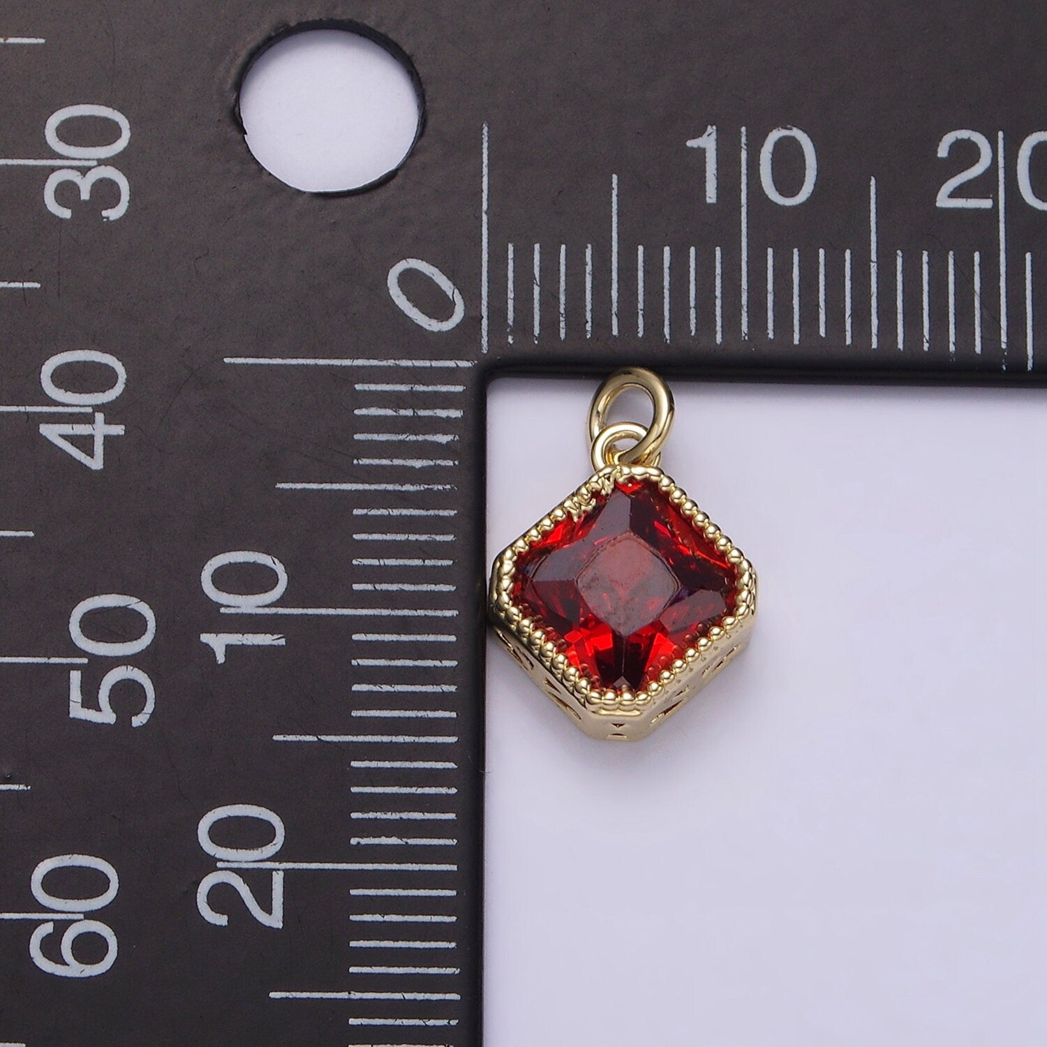 Dainty 14K Gold Filled Clear, Pink, Red Rhombus CZ Pendant for Dangle Charm Necklace Bracelet | AG316 - AG318