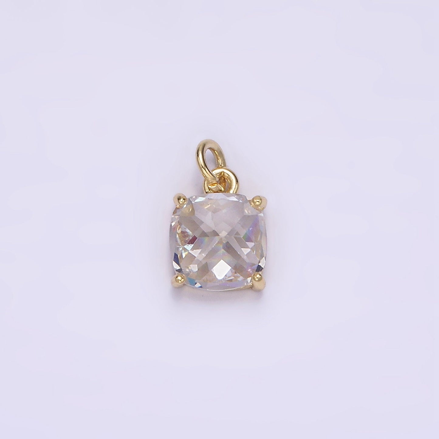 Clear Zirconia Cubic Pave 14K Gold Filled Charm, CZ Pendant Square Cubic Mini Pendant, Dainty Bracelet Earring Necklace Charm AG319