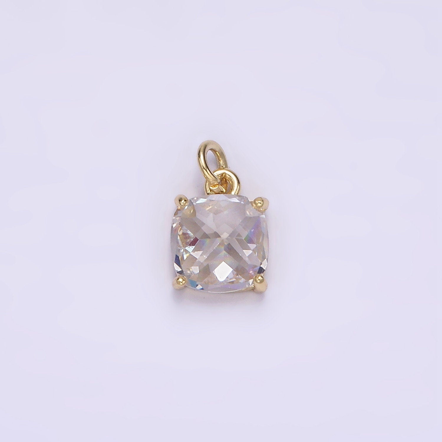 Clear Zirconia Cubic Pave 14K Gold Filled Charm, CZ Pendant Square Cubic Mini Pendant, Dainty Bracelet Earring Necklace Charm AG319