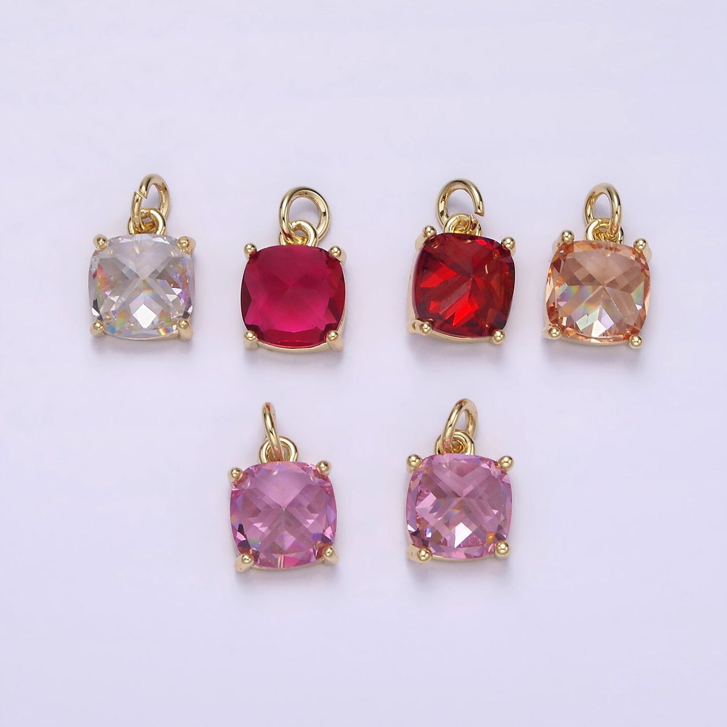 Clear Zirconia Cubic Pave 14K Gold Filled Charm, CZ Pendant Square Cubic Mini Pendant, Dainty Bracelet Earring Necklace Charm AG319