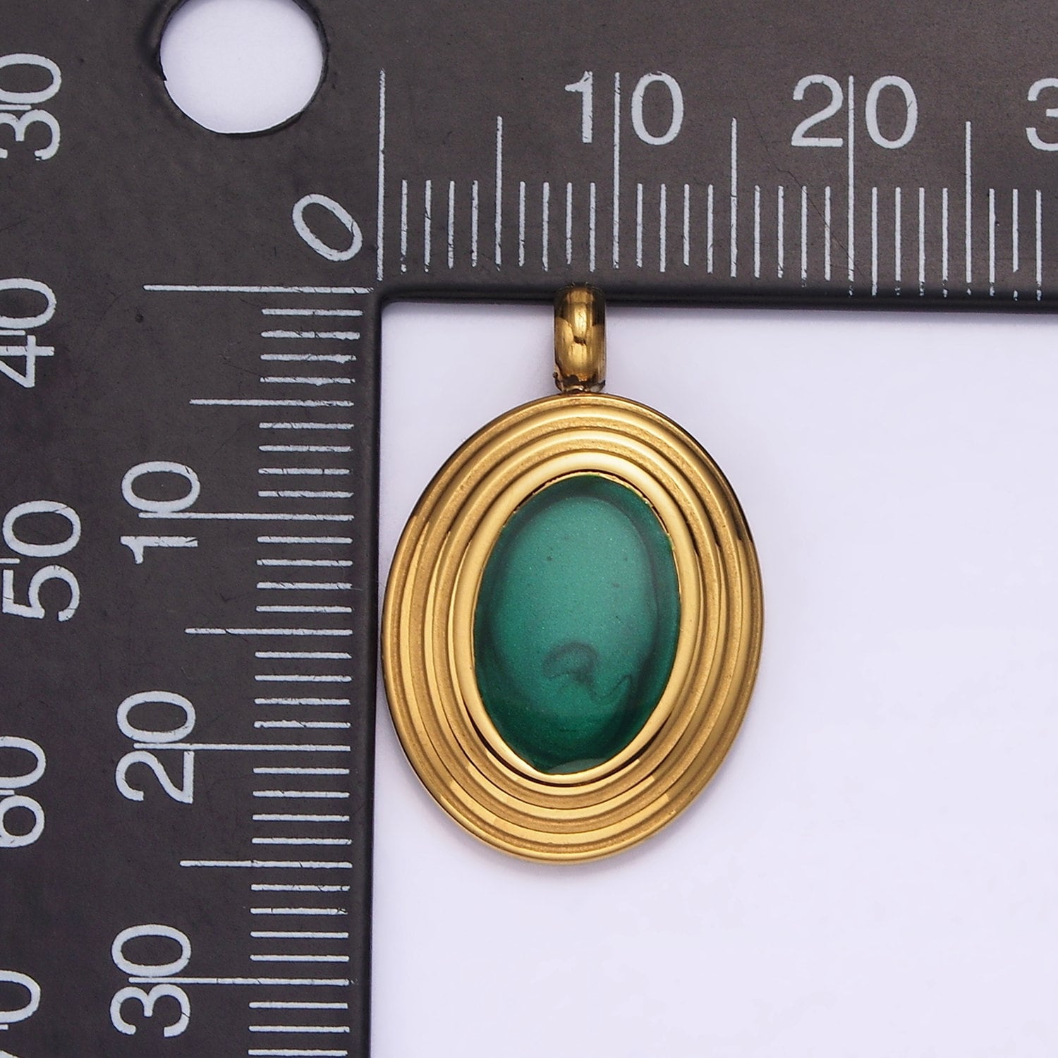 Stainless Steel Green Oval Enamel Pendant Charm Necklace DIY Jewelry Accessories | P663
