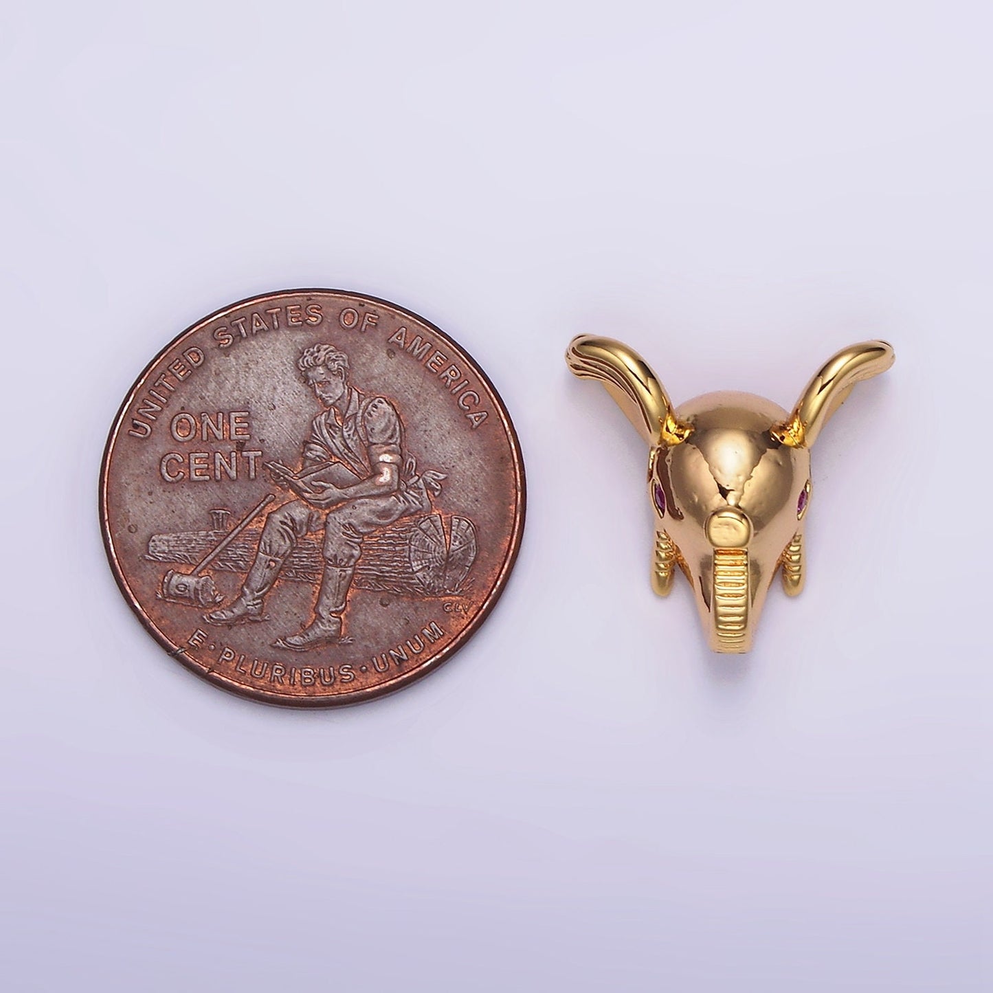 16K Gold Filled Fuchsia CZ Eyed Elephant Jungle Animal Bead Spacer | B782