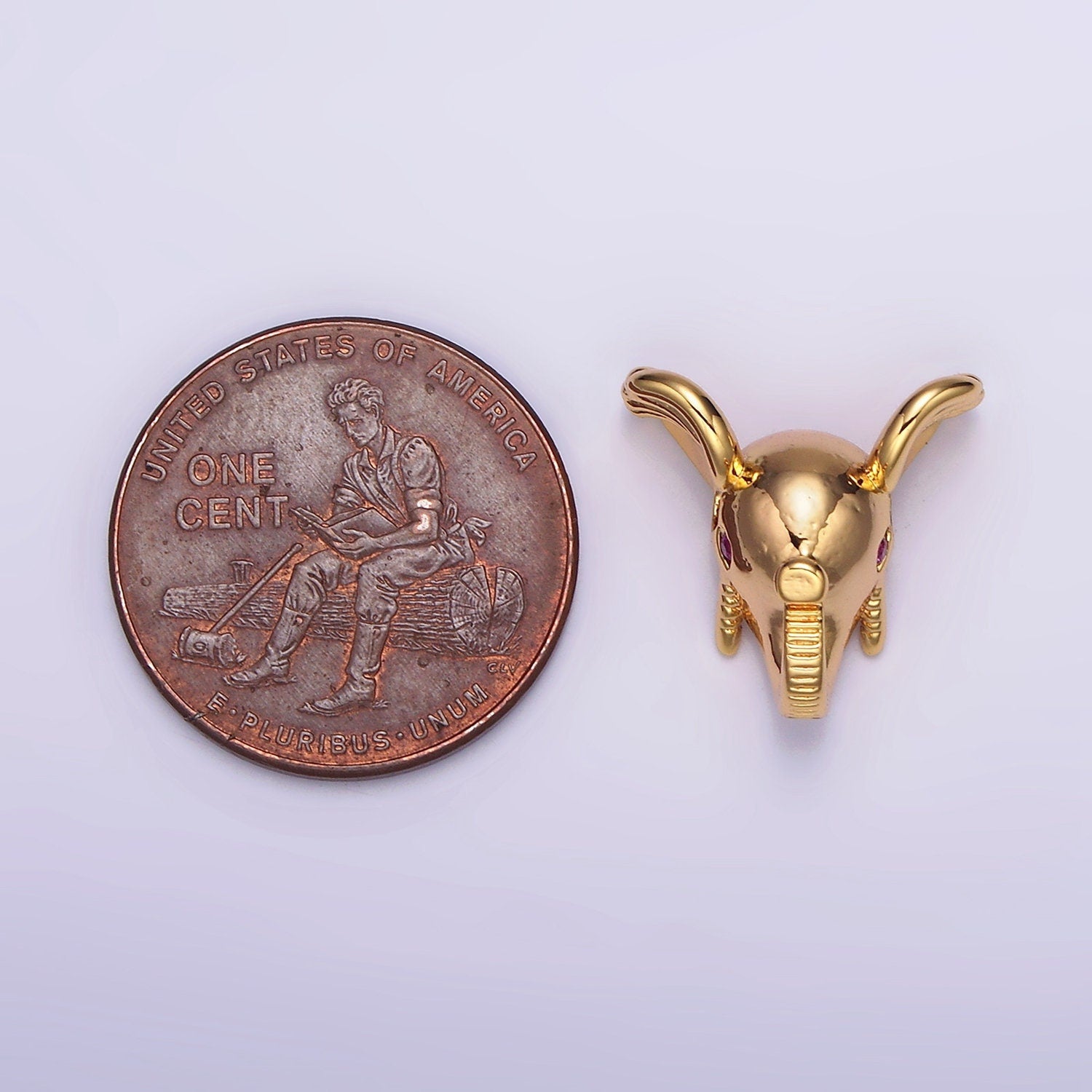 16K Gold Filled Fuchsia CZ Eyed Elephant Jungle Animal Bead Spacer | B782