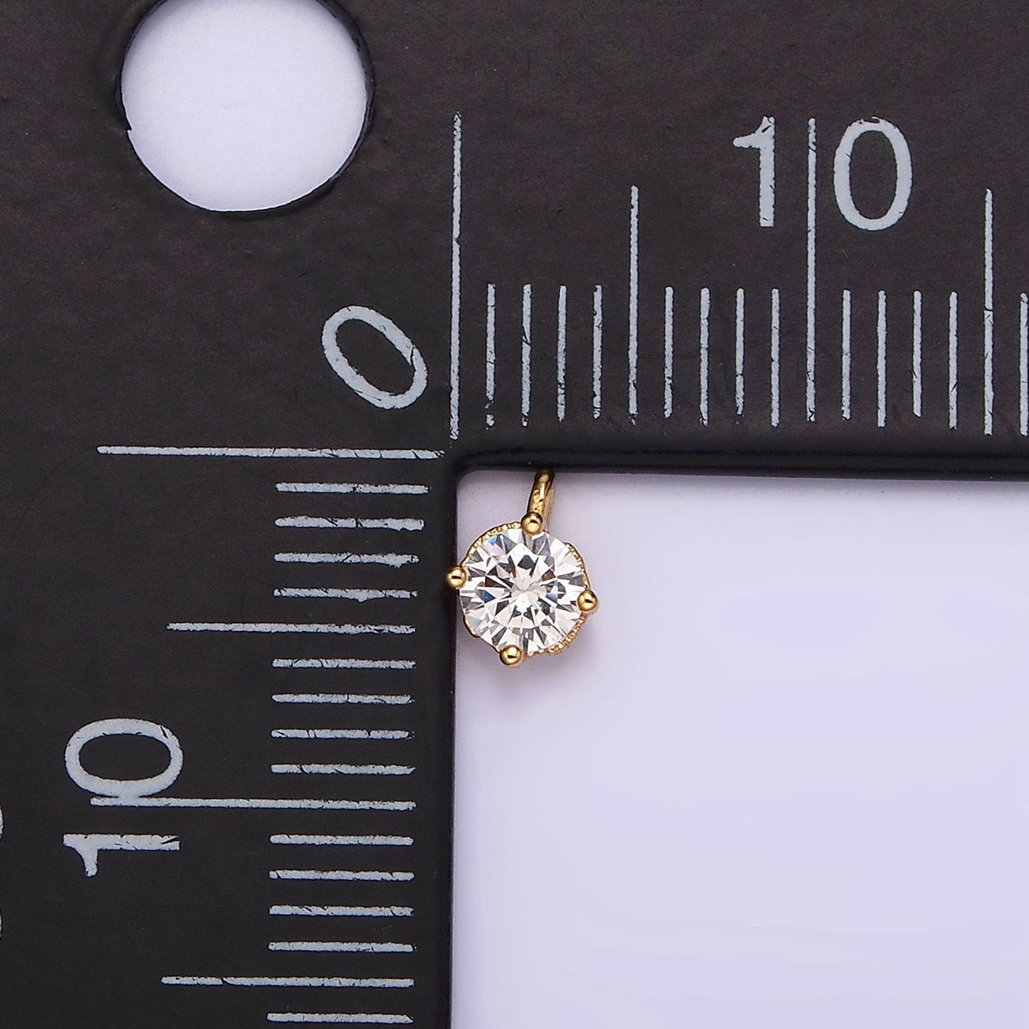 16K Gold Filled 4.2mm Clear Cubic Zirconia Minimalist Round Mini Charm | AG093