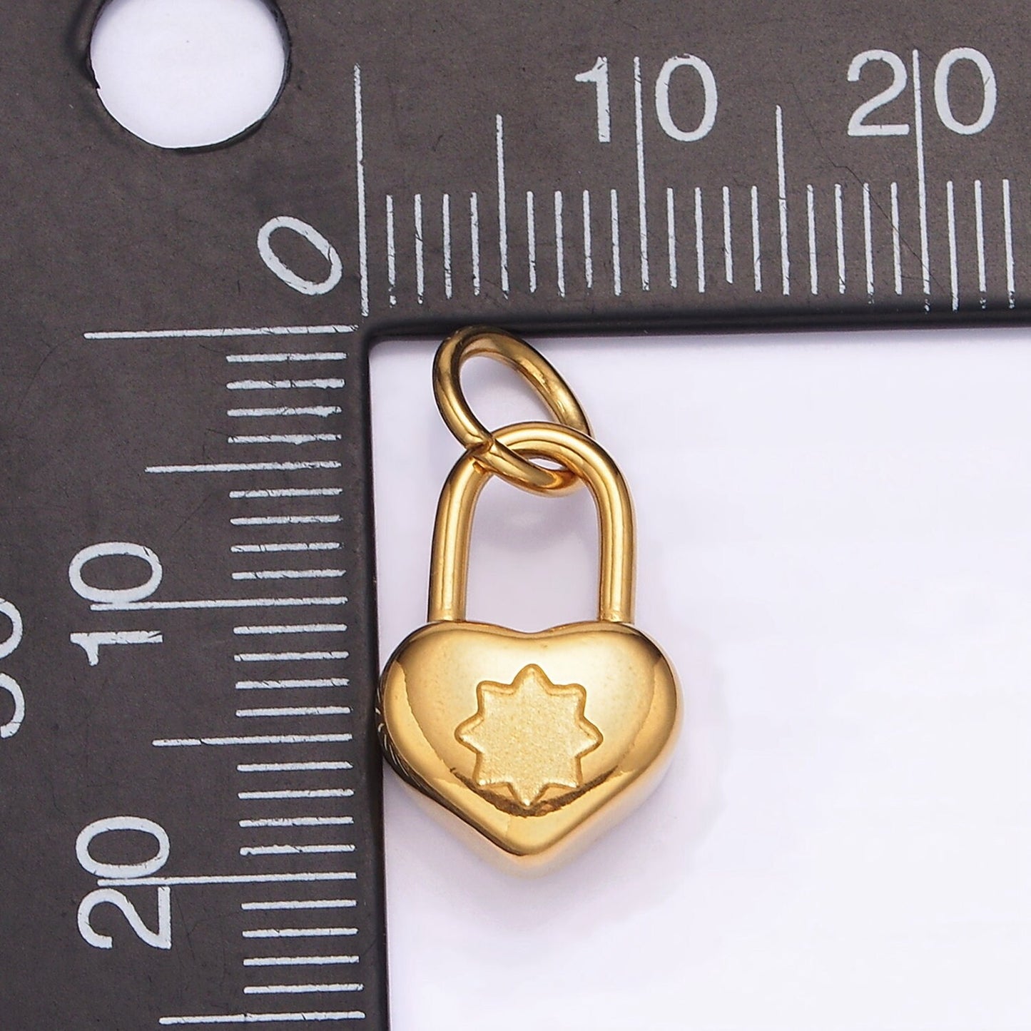 Stainless Steel Celestial Star Heart Padlock Minimalist Charm | P666