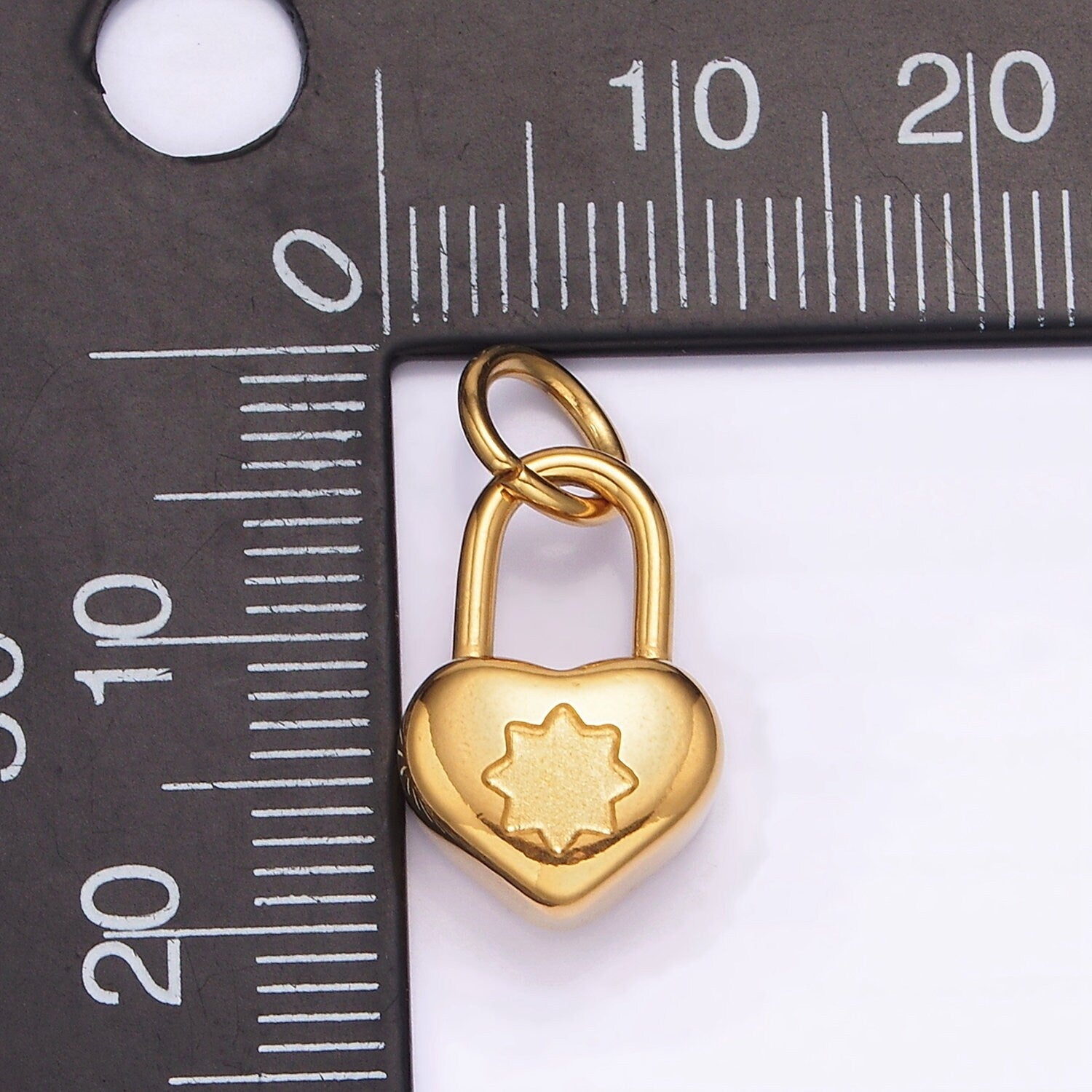 Stainless Steel Celestial Star Heart Padlock Minimalist Charm | P666