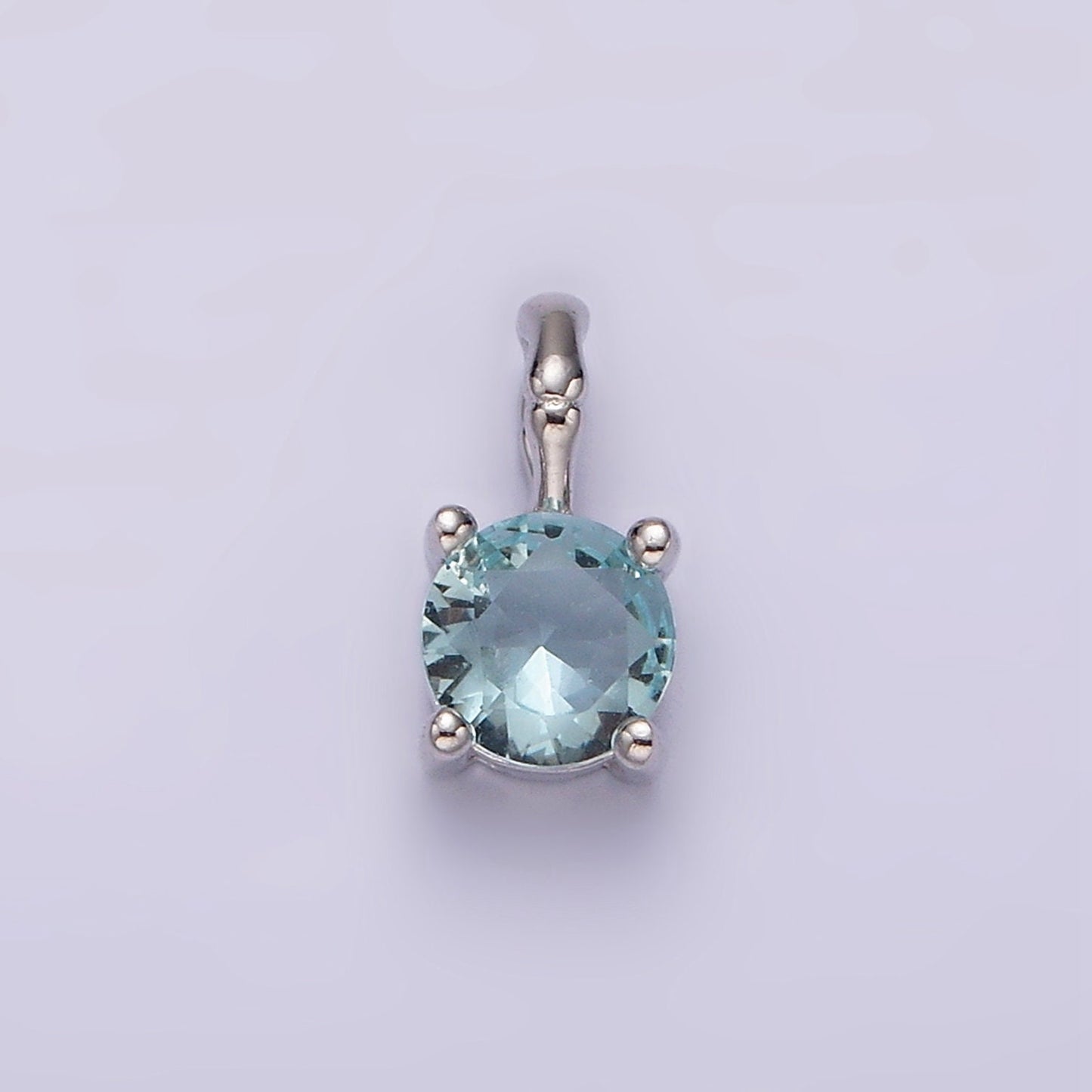 S925 Sterling Silver Cubic Zirconia CZ Birthstone Bamboo Bail Personalized Charm in Silver | AG172 - AG183