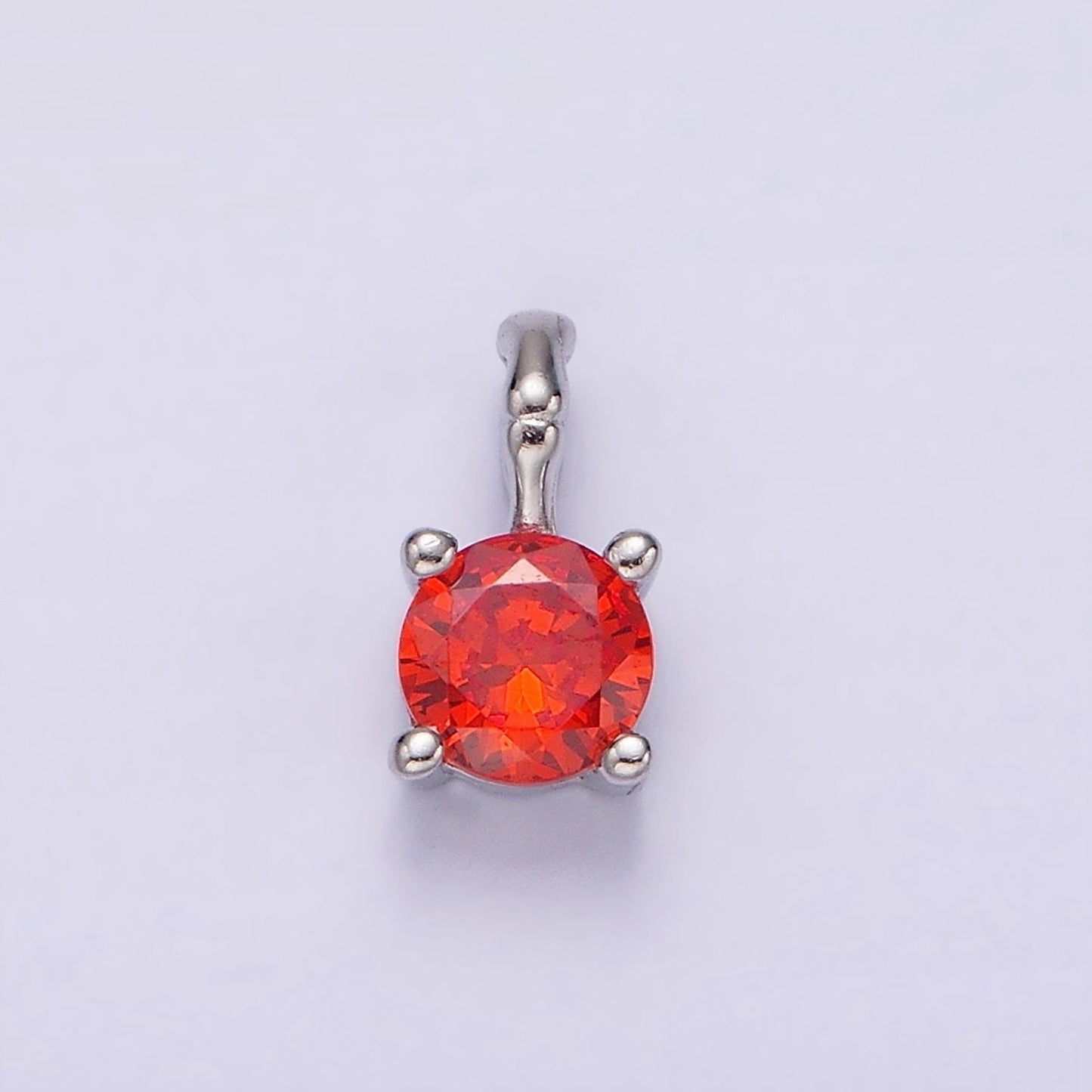 S925 Sterling Silver Cubic Zirconia CZ Birthstone Bamboo Bail Personalized Charm in Silver | AG172 - AG183