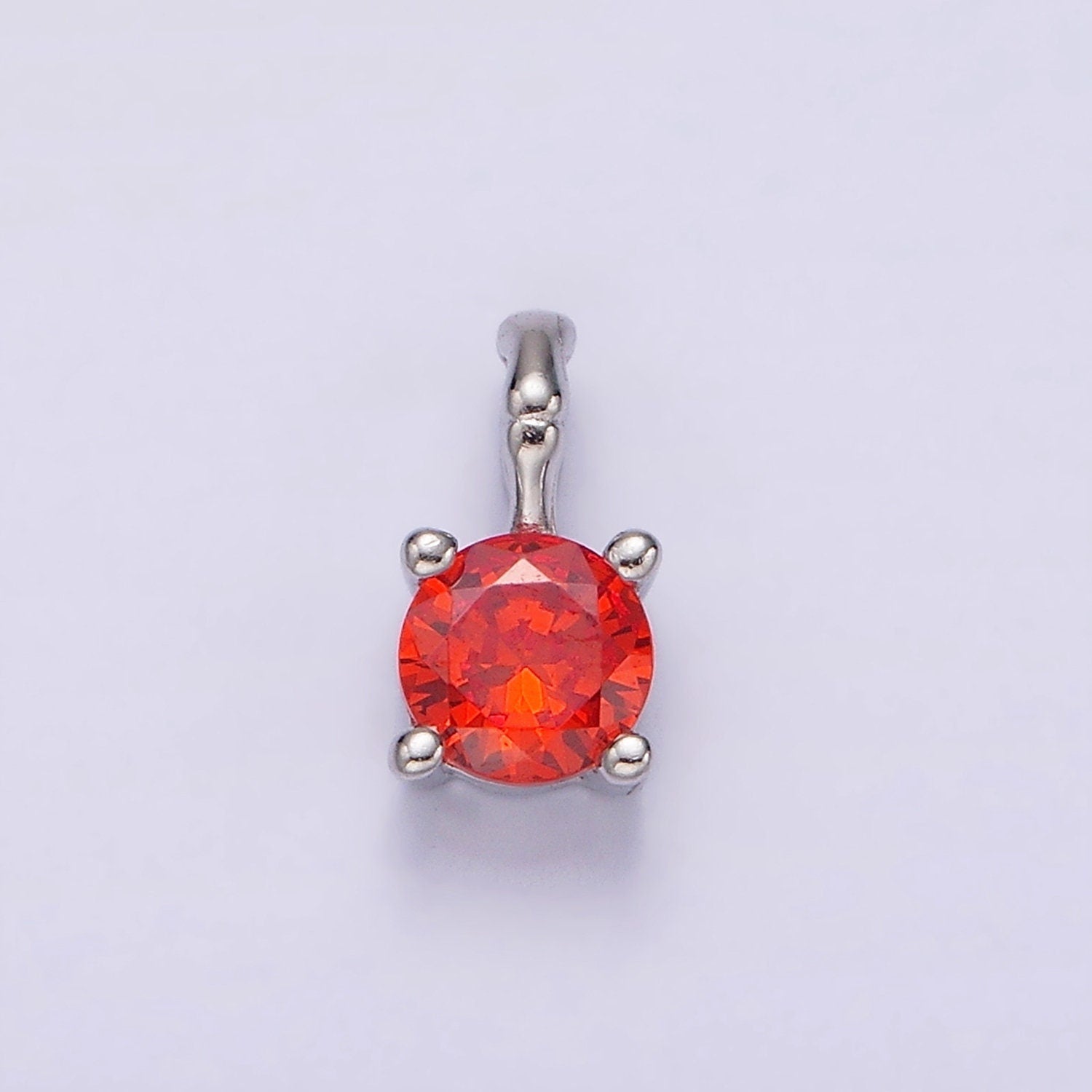 S925 Sterling Silver Cubic Zirconia CZ Birthstone Bamboo Bail Personalized Charm in Silver | AG172 - AG183