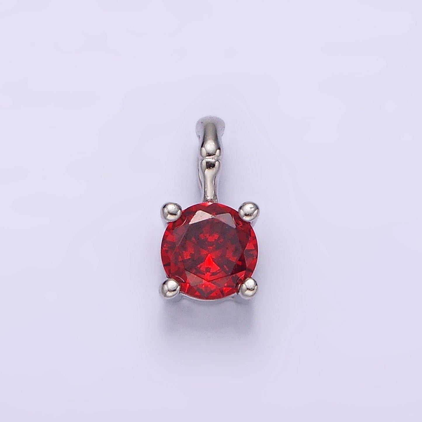 S925 Sterling Silver Cubic Zirconia CZ Birthstone Bamboo Bail Personalized Charm in Silver | AG172 - AG183