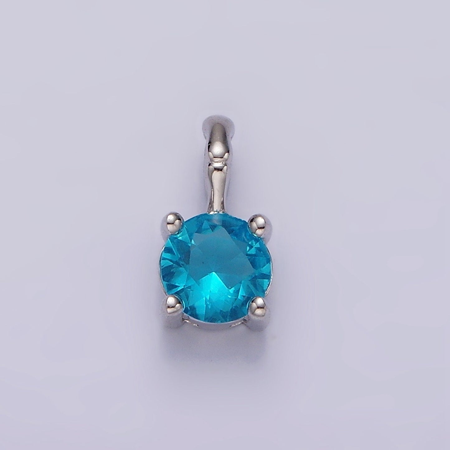 S925 Sterling Silver Cubic Zirconia CZ Birthstone Bamboo Bail Personalized Charm in Silver | AG172 - AG183