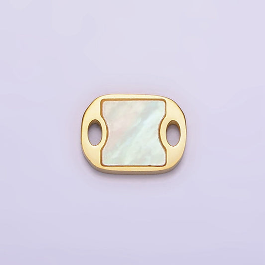 Pearl Rectangle Charm Connector Dainty Tag Link Connector for Bracelet Necklace Supply P-1252